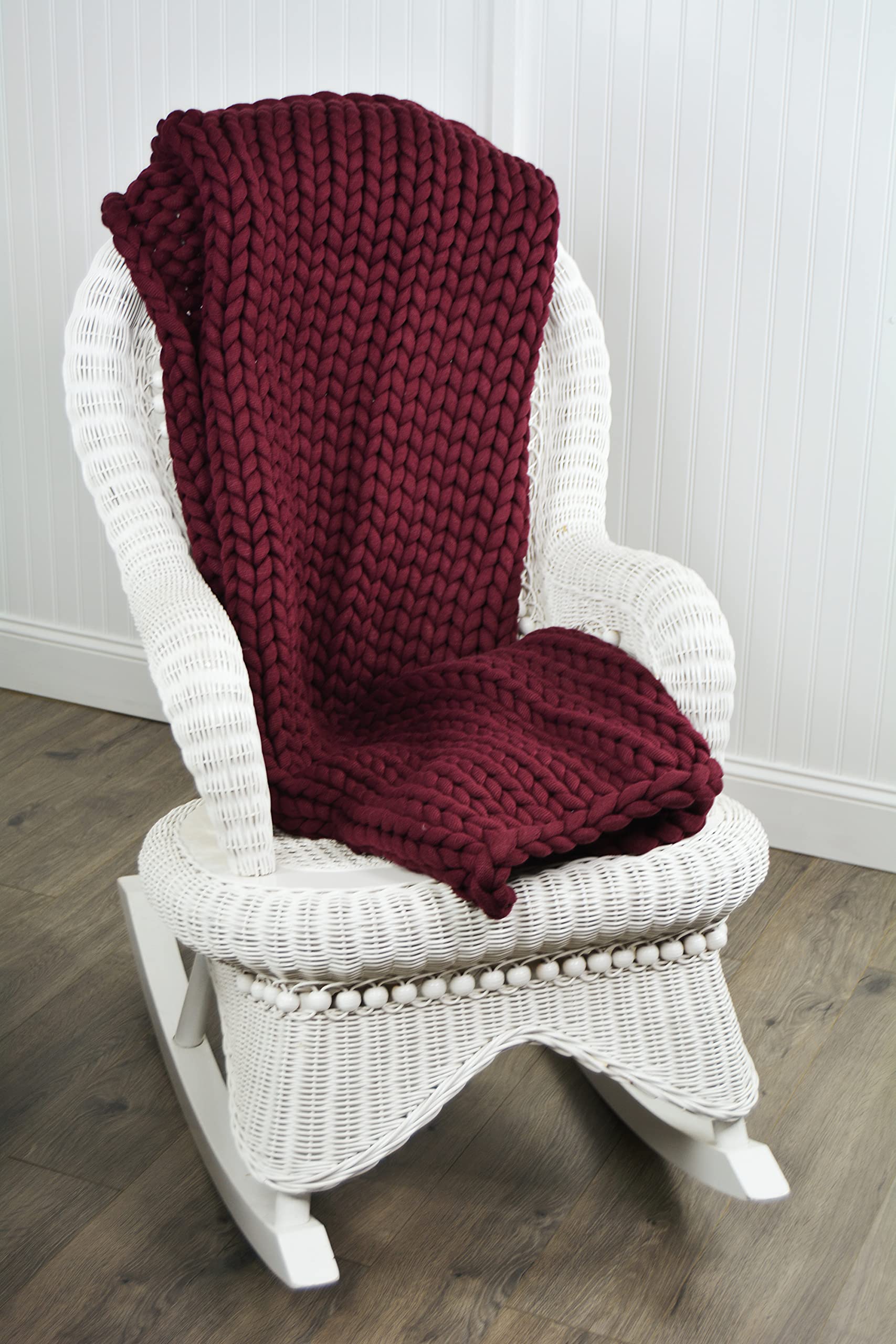 Donna Sharp Throw Blanket - Chunky Knit Merlot Contemporary Decorative Blanket with Oversized Loop Pattern | Soft & Cozy for Living Room, Bedroom, or Gift