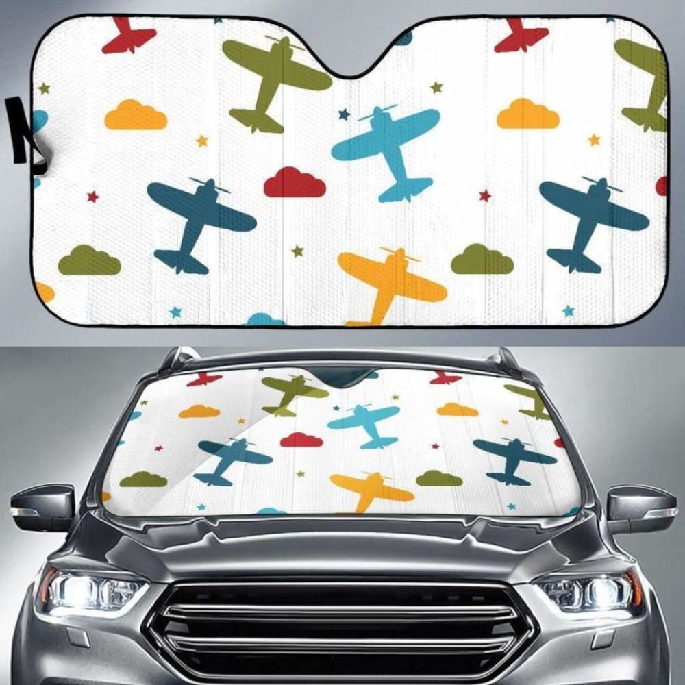 Airplane Star Cloud Colorful Car Sun Shades for Windows - UV Protection & Heat Blocking - Perfect for Travel, Road Trips & Baby Safety