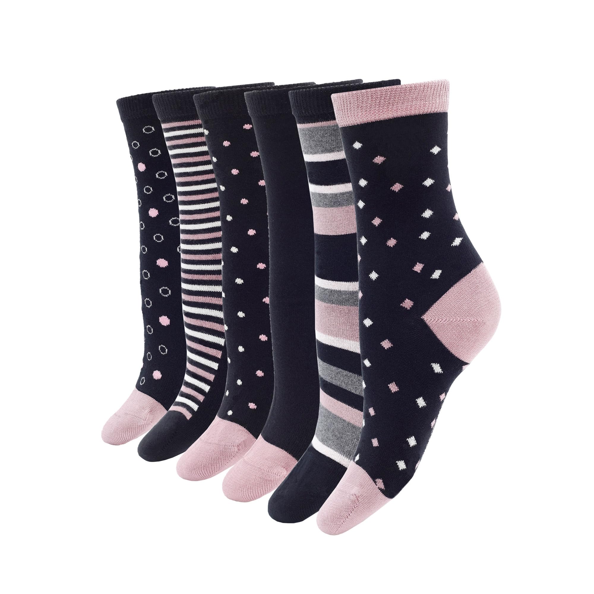 1SOCK2SOCK - 6 Pack Women's Bamboo Crew Socks - Ultra Soft, Breathable & Stylish Casual Socks for Women (US Size 6-10) - Perfect for Workout, Yoga, Office & Everyday Wear