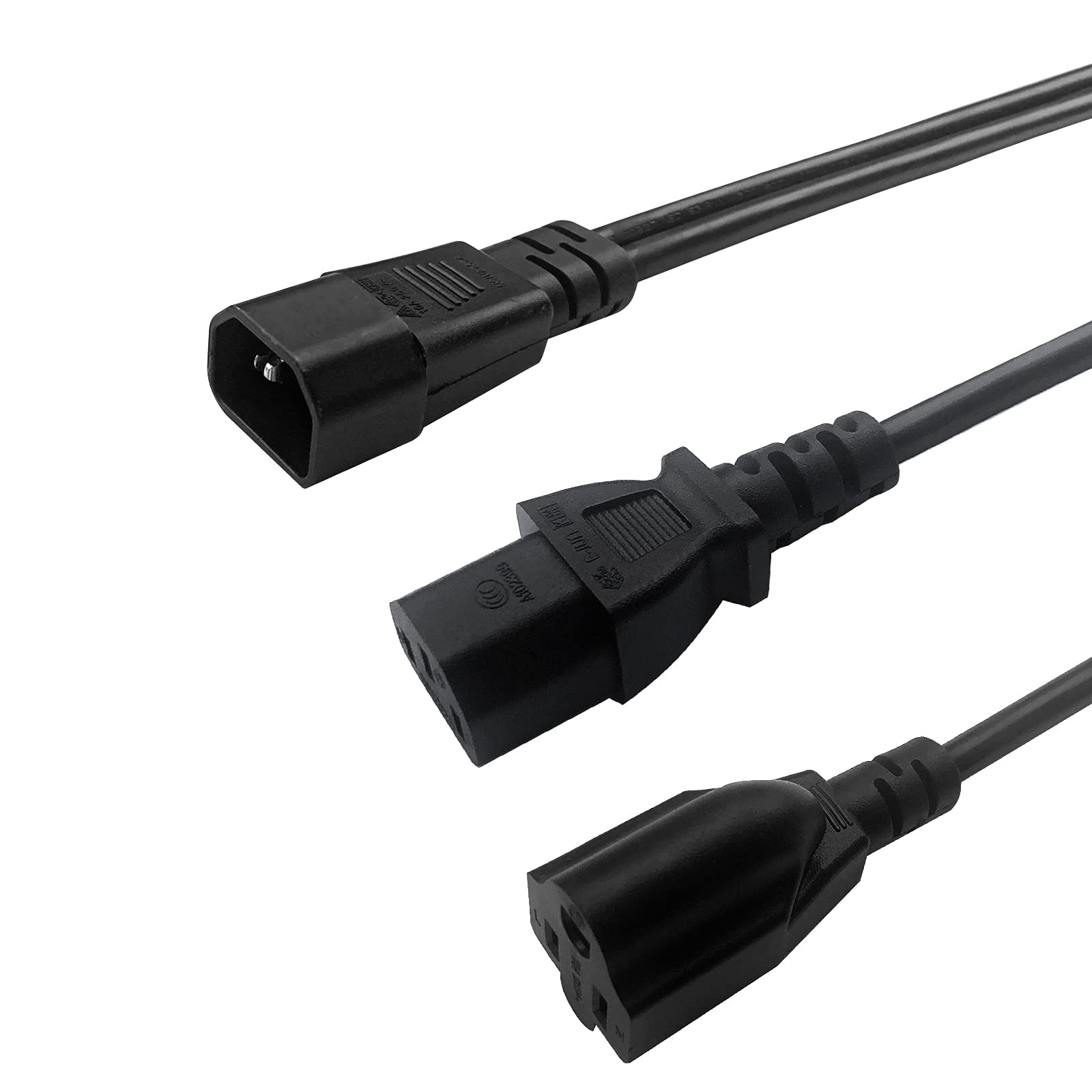 20 Pack C14 to C13 + NEMA 5-15R Y Splitter Power Cord - 30cm Heavy Duty Computer Server Power Cable for Data Centers, Home Office & Gaming PC Setup