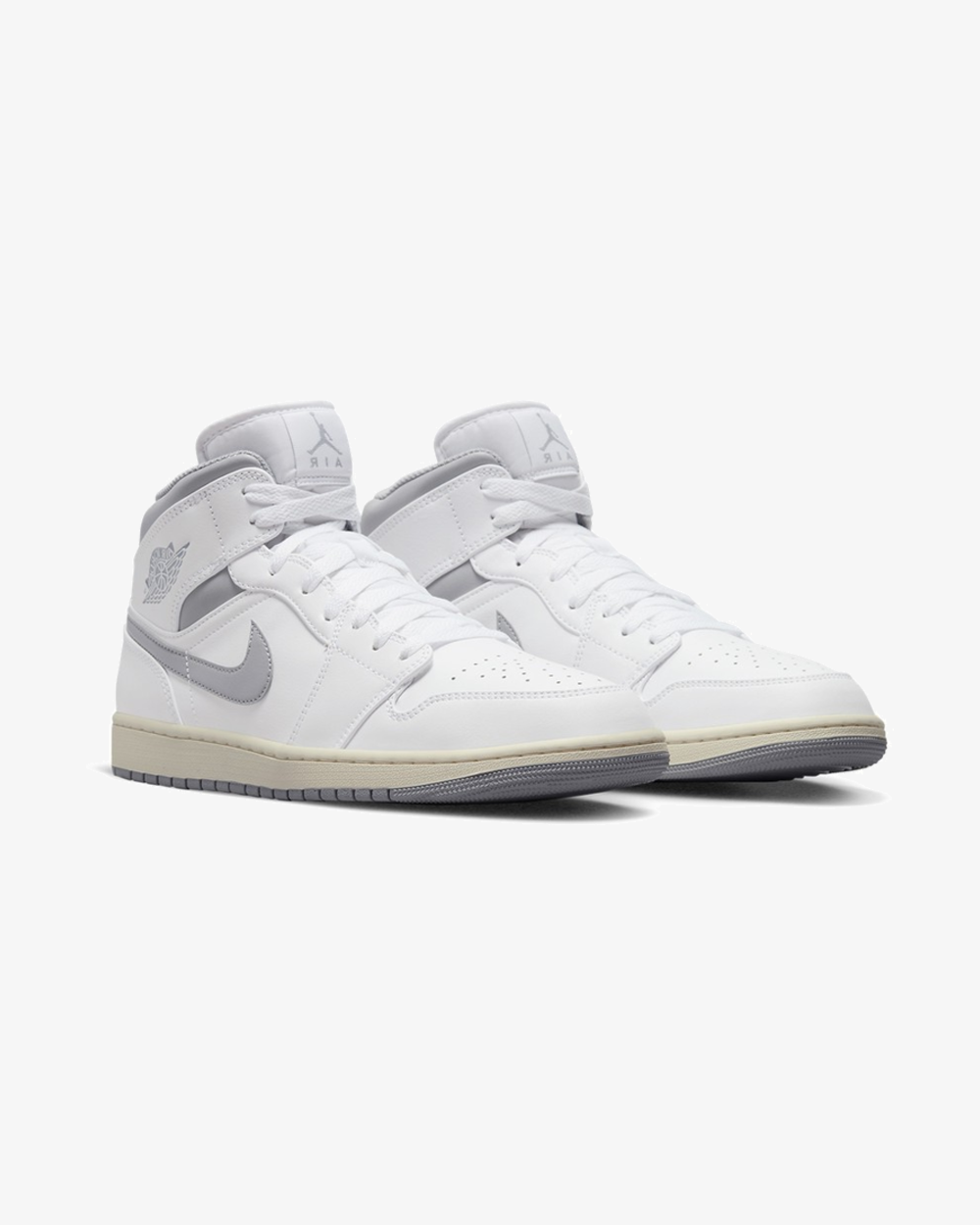 Nike Air Jordan 1 Mid GS Sneakers in Neutral Grey - Comfortable Basketball Shoes for Kids & Teens - Perfect for School, Sports, and Casual Wear