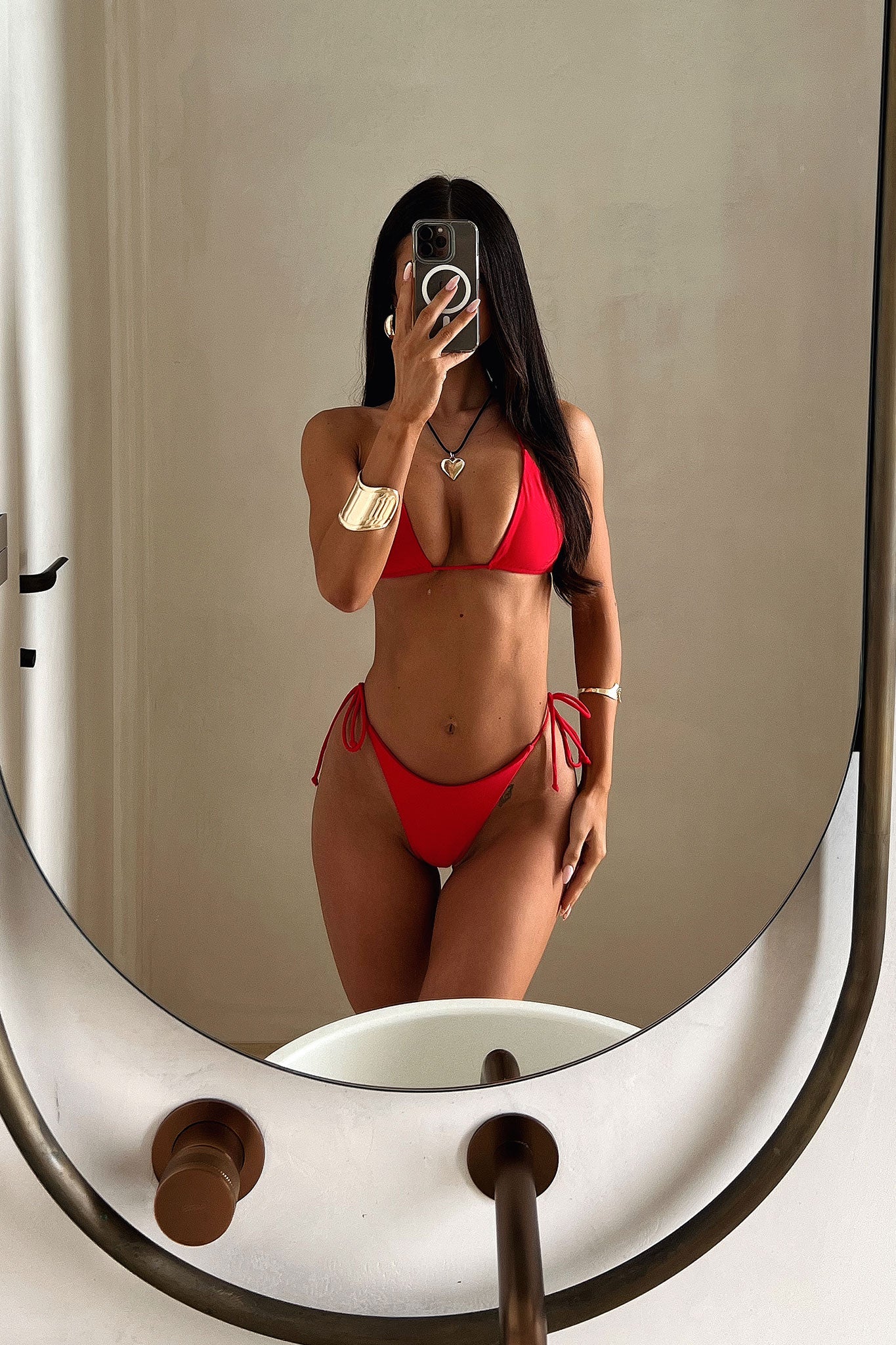 Lydia Bikini Bottoms - Sexy High Waisted Swimwear for Women, Red - Perfect for Beach, Pool Party & Summer Vacation
