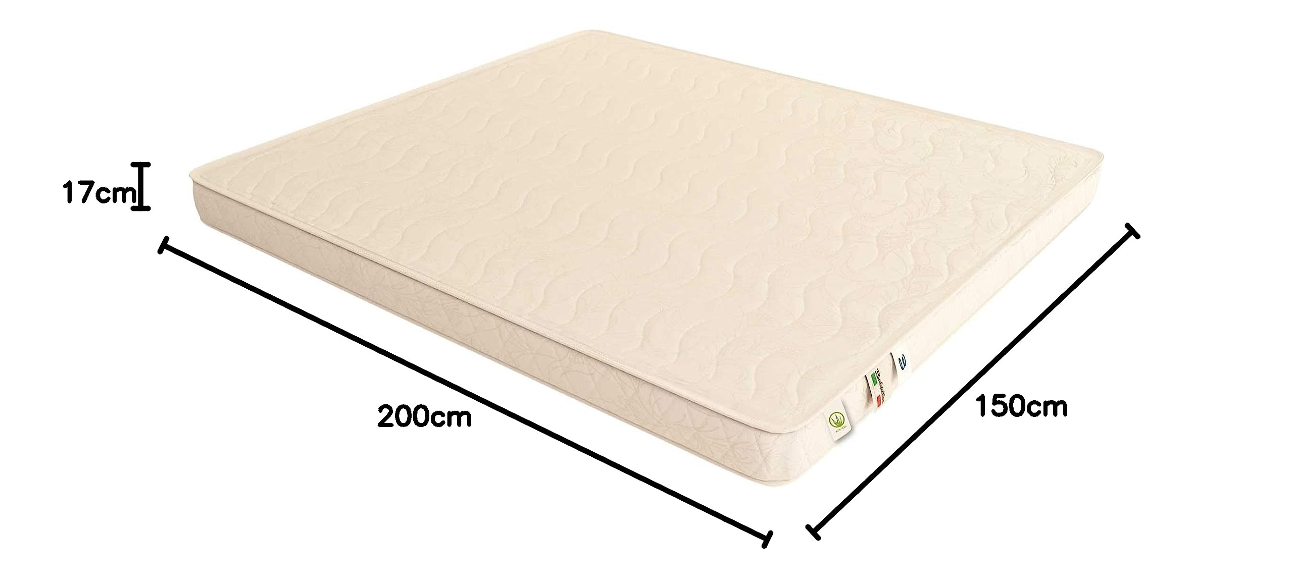 Baldiflex Easy Aloe Memory Mattress 150x200 cm - Natural Aloe Vera Cover with 2cm Memory Foam Layer for Enhanced Comfort - Perfect for Bedrooms, Guest Rooms & Small Apartments