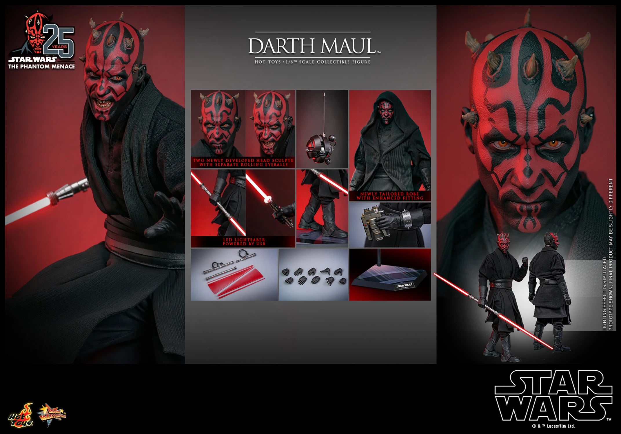 Darth Maul 1/6 Scale Collectible Figure - Star Wars Episode I: The Phantom Menace Hot Toys Action Figure for Display & Collectors