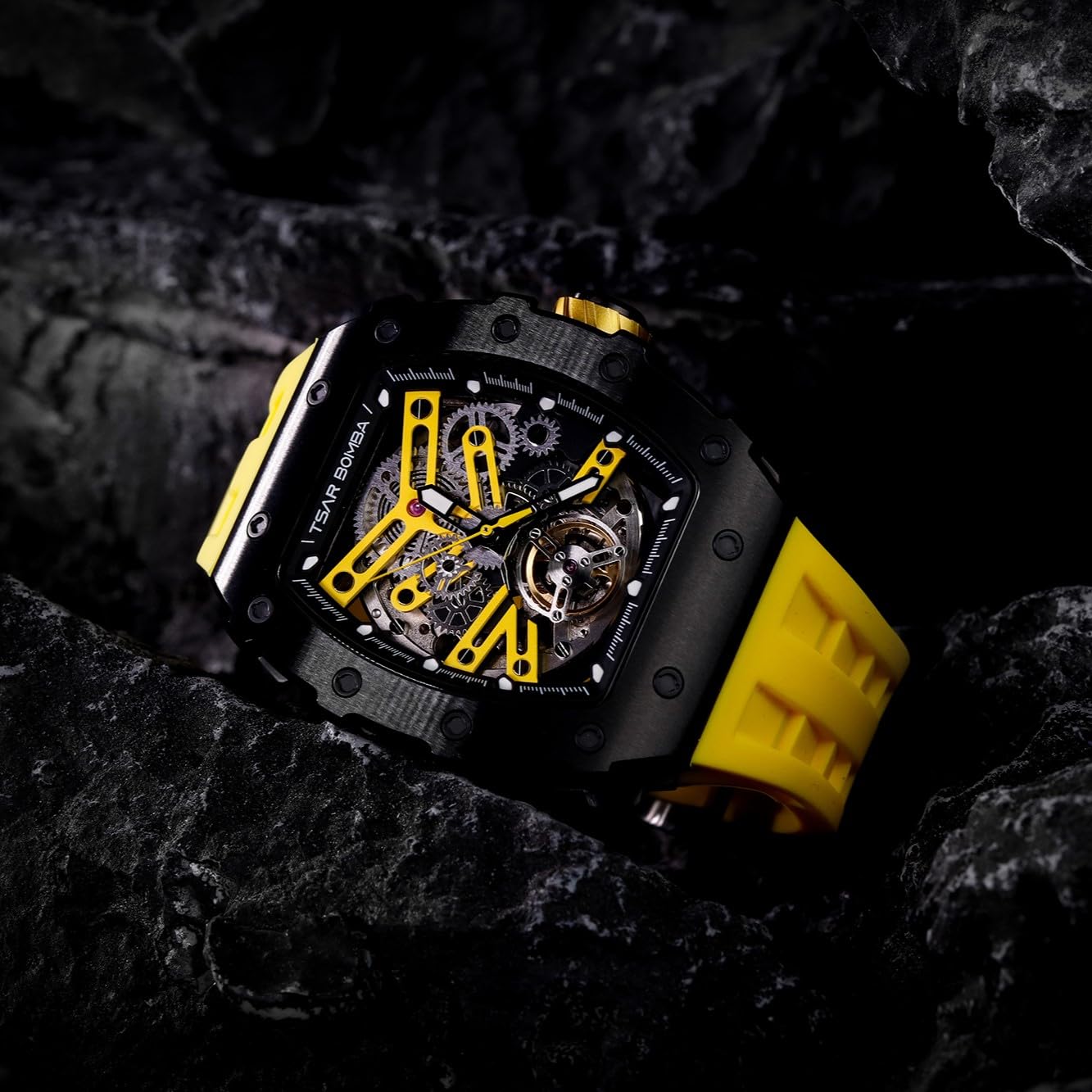 TSAR BOMBA Men's Luxury Automatic Watch - Japanese Mechanical Movement, 50M Waterproof, Stainless Steel Case & Sapphire Glass - Big Face Tonneau Design - Unique Fashion Gift for Him | Perfect for Business, Formal Events & Everyday Wear