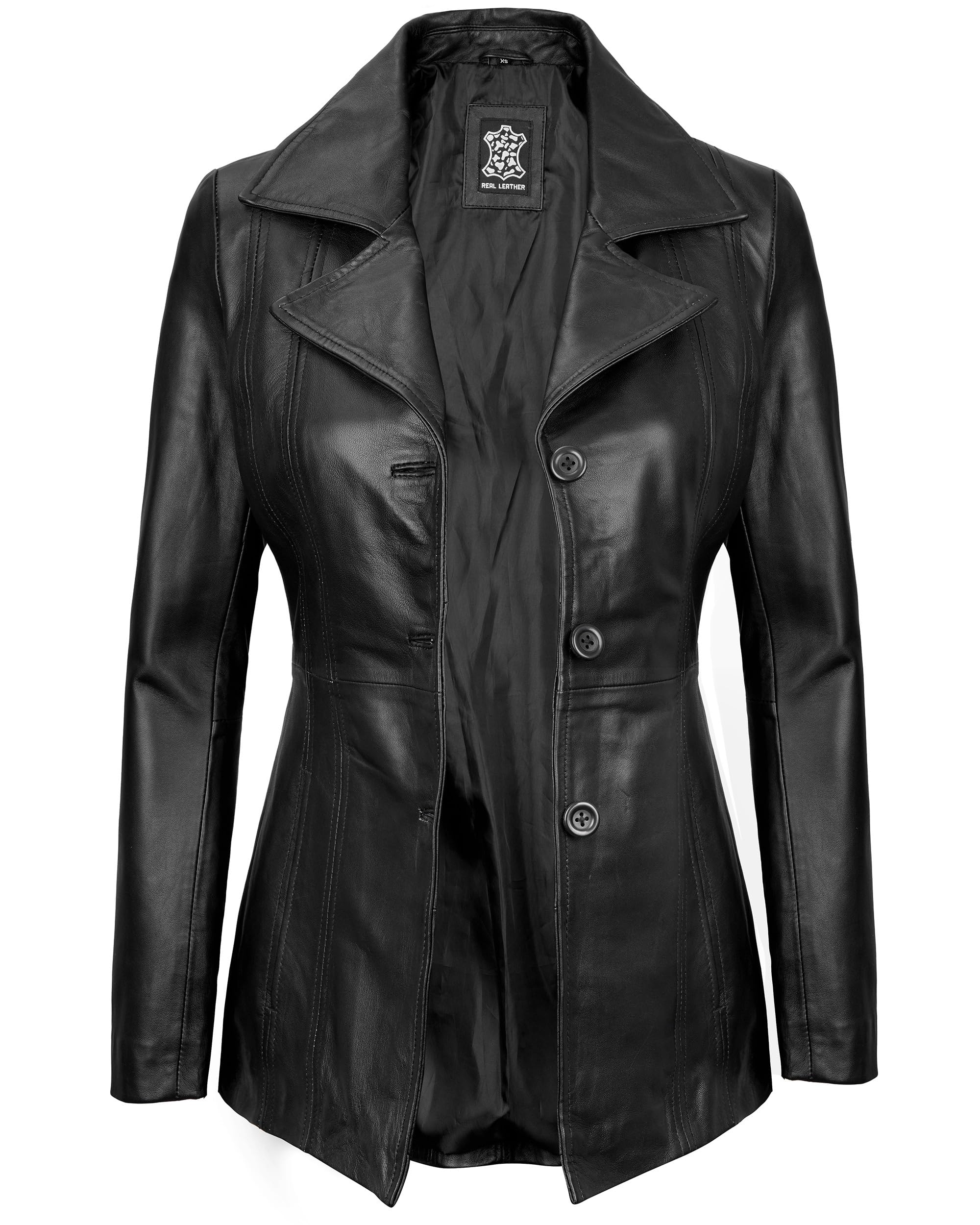 Genuine Lambskin Leather Blazers for Women - Business Casual Blazer Jackets for Office & Evening Wear - Premium Women's Leather Blazers for Work & Special Occasions