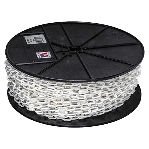Mr. Chain Plastic Barrier Chain Reel - 3/4-Inch Link Diameter, 200-Foot Length, White (00101) - Ideal for Crowd Control, Event Safety, and Construction Site Barriers
