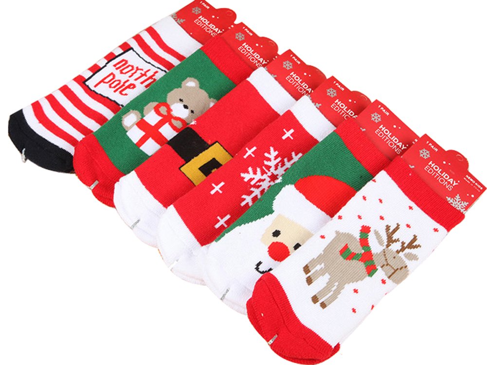 Sunjune Kids' 6-Pack Cartoon Crew Socks - Soft Cotton Ankle Socks for Boys & Girls - Christmas Holiday Gift - Perfect for School, Play & Daily Wear