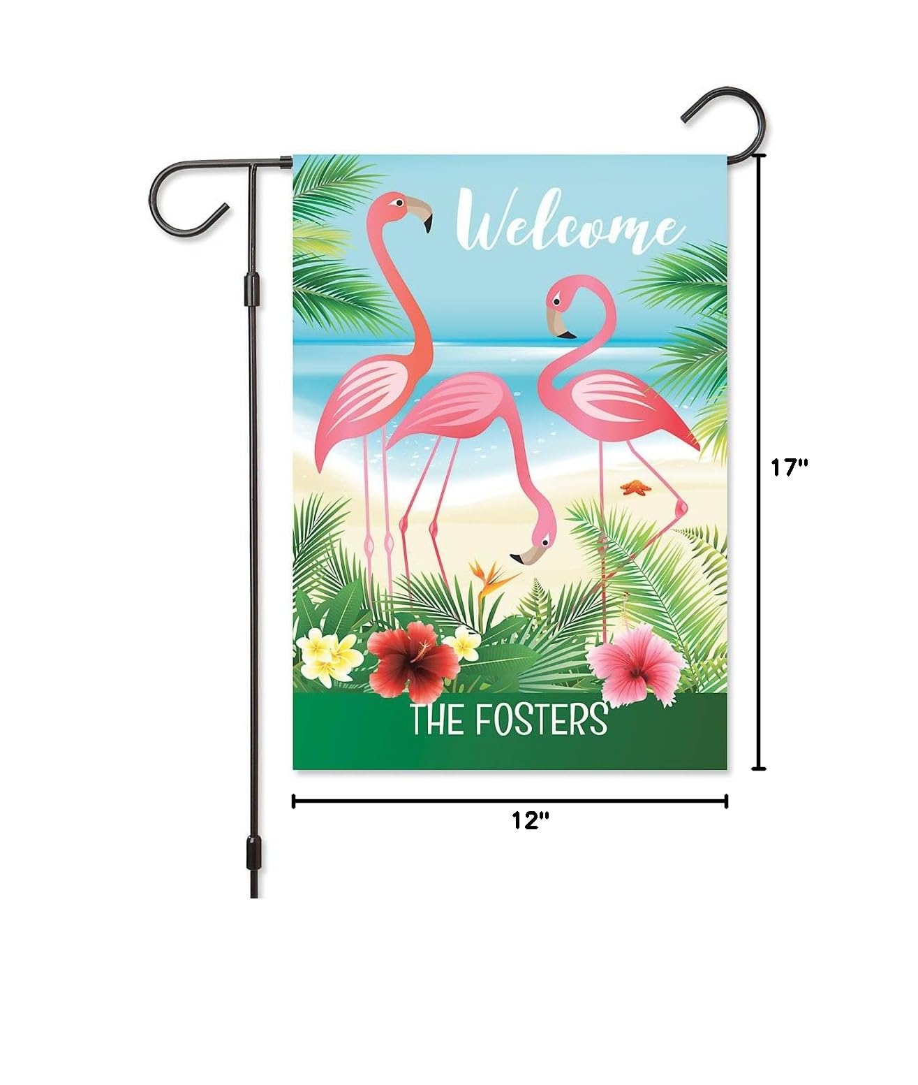 Personalized Outdoor Flamingo Single-Sided Garden Flag - 12