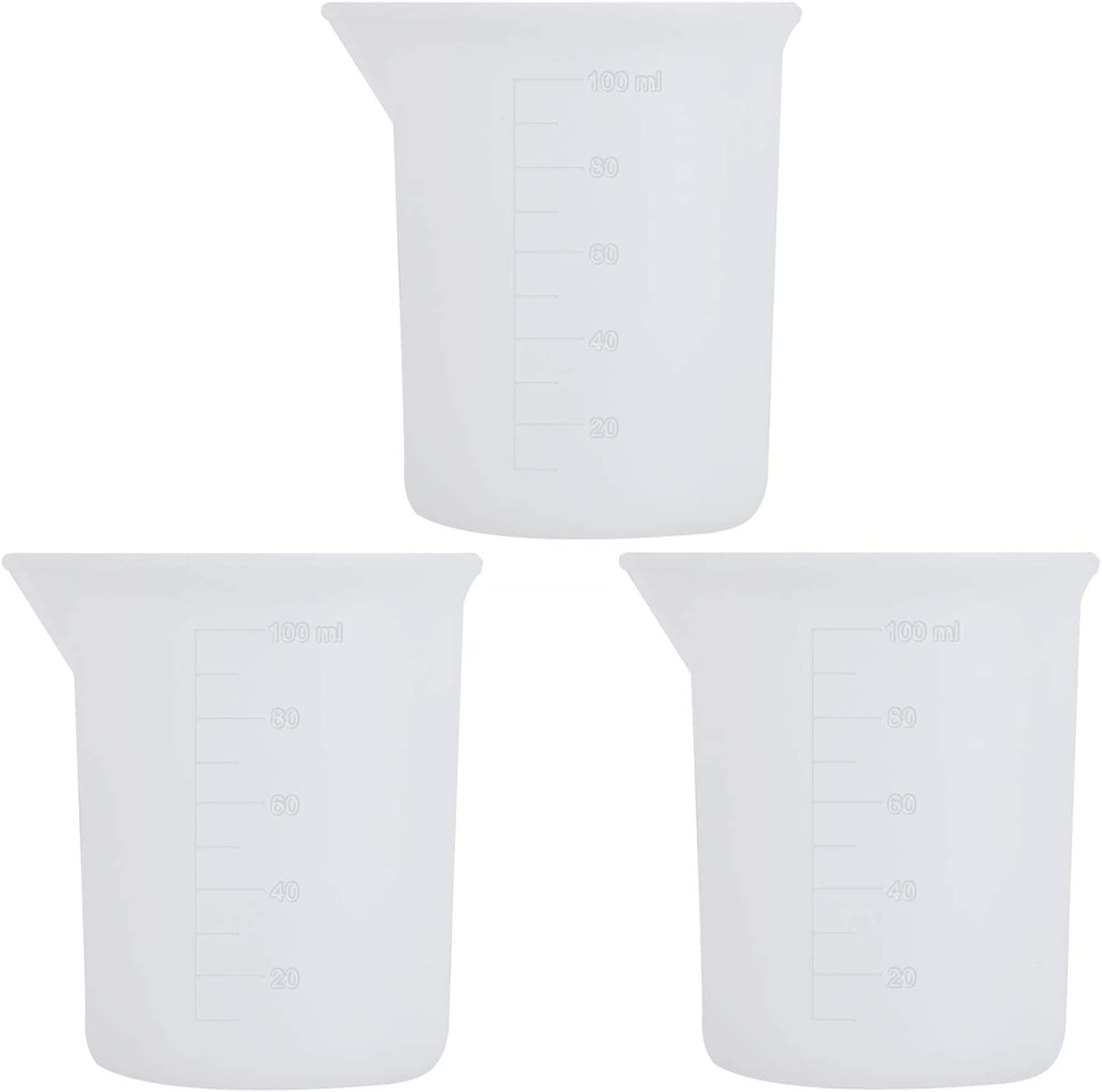 3 Pack 100ml Silicone Measuring Cups for Resin - Nonstick Reusable Epoxy Mixing Cups with Precise Scale - Perfect for DIY Crafts, Slime Making, Waxing & Art Projects - Ideal for Resin Casting Molds, Jewelry Making & Home Decor