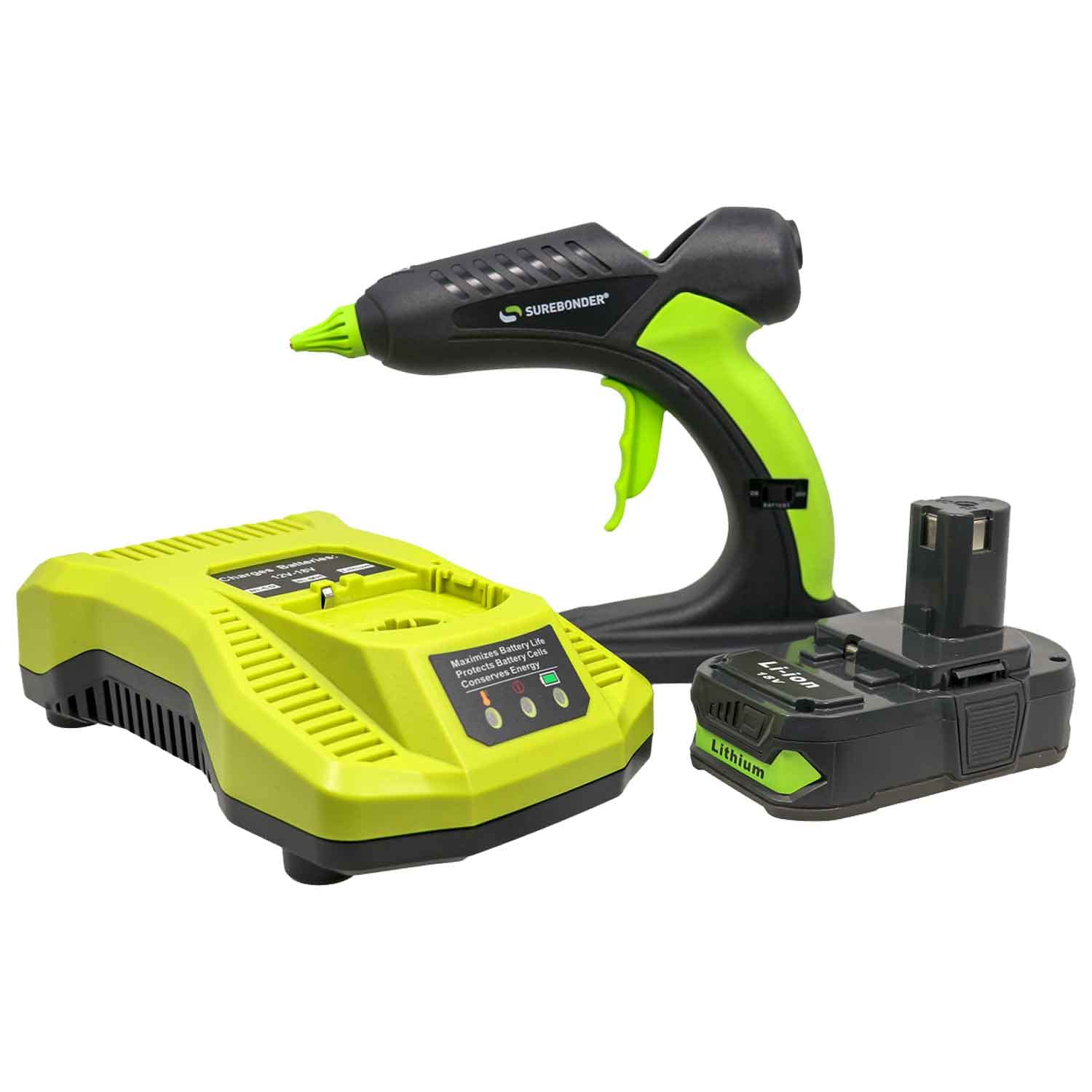 PRO2-60KIT 60W Heavy Duty Cordless Hot Glue Gun Kit with Ryobi Battery & Charger - Professional Full-Size Glue Gun for DIY Crafts, Home Repairs & Woodworking Projects