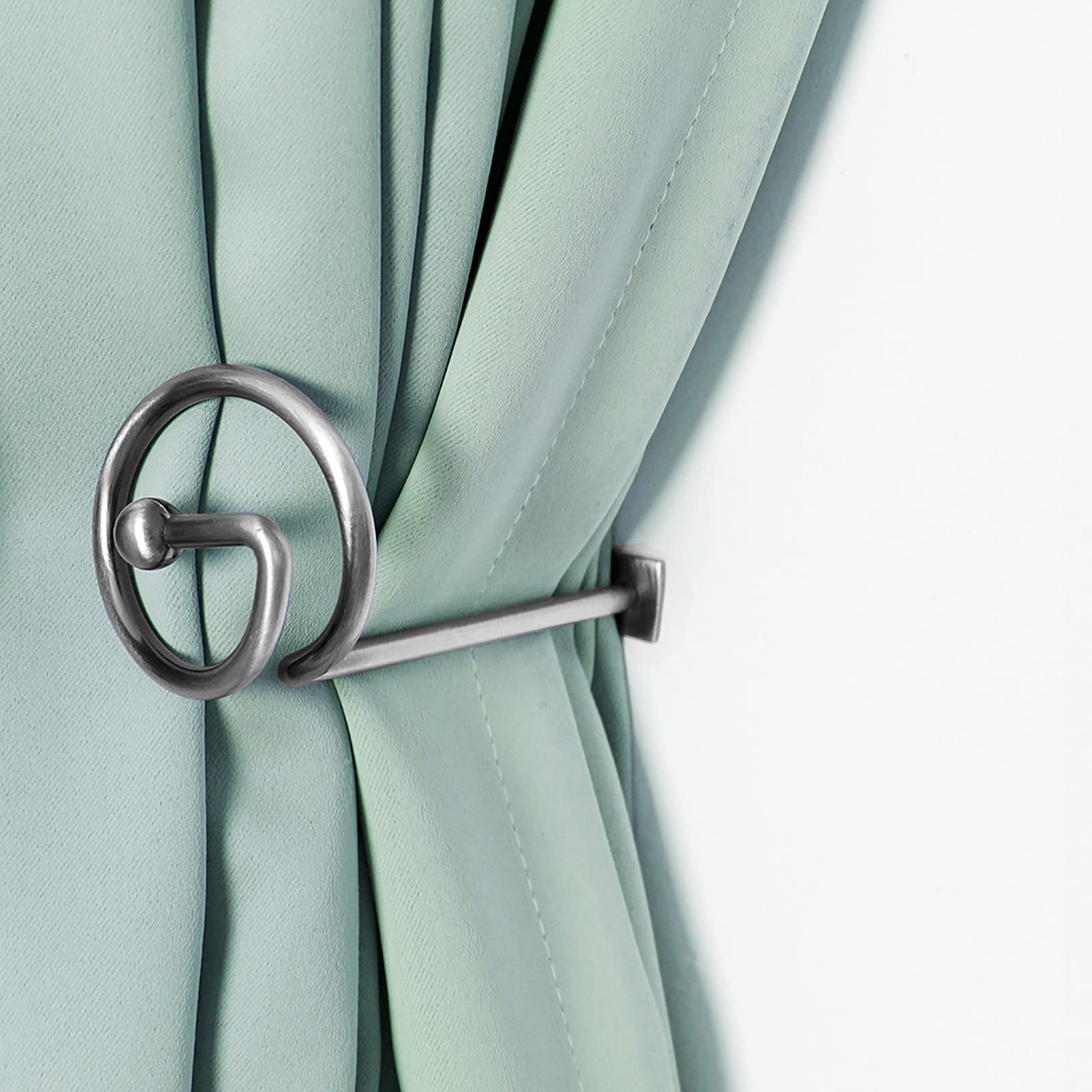 Decorative Metal Curtain Holdbacks - Set of 2 Silver Drapery Hooks for Sheer & Blackout Panels | Perfect for Living Room, Bedroom & Window Dressing