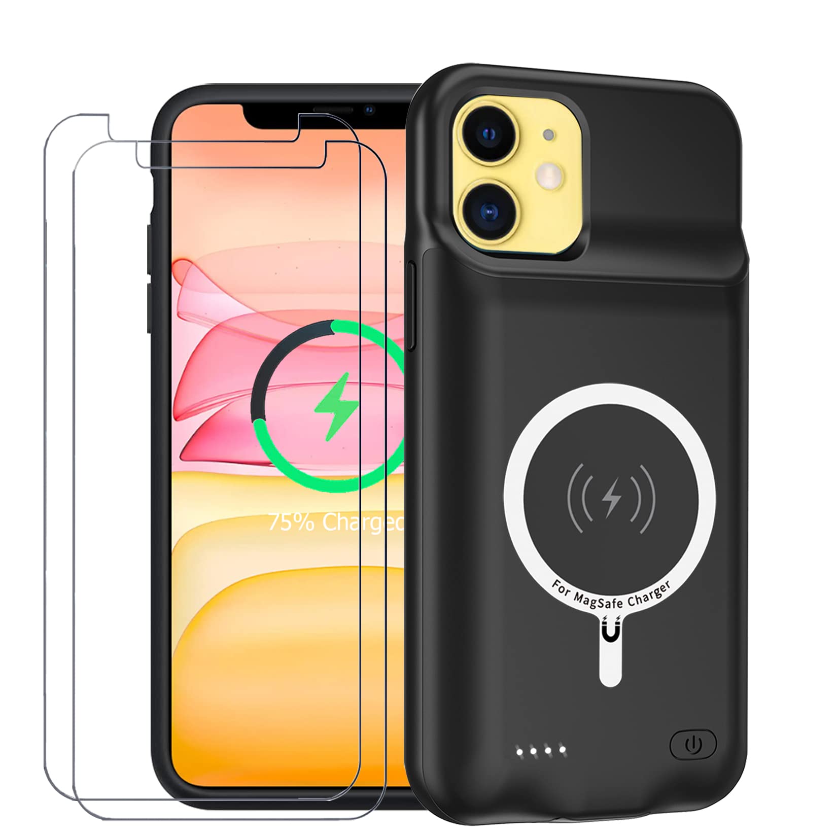 10000mAh Wireless Charging Battery Case for iPhone 11 (6.1 inch) - Protective Smart Extended Battery Charger Case with CarPlay Support | Portable Rechargeable Power Bank for Travel, Work & Outdoor Activities (Black)
