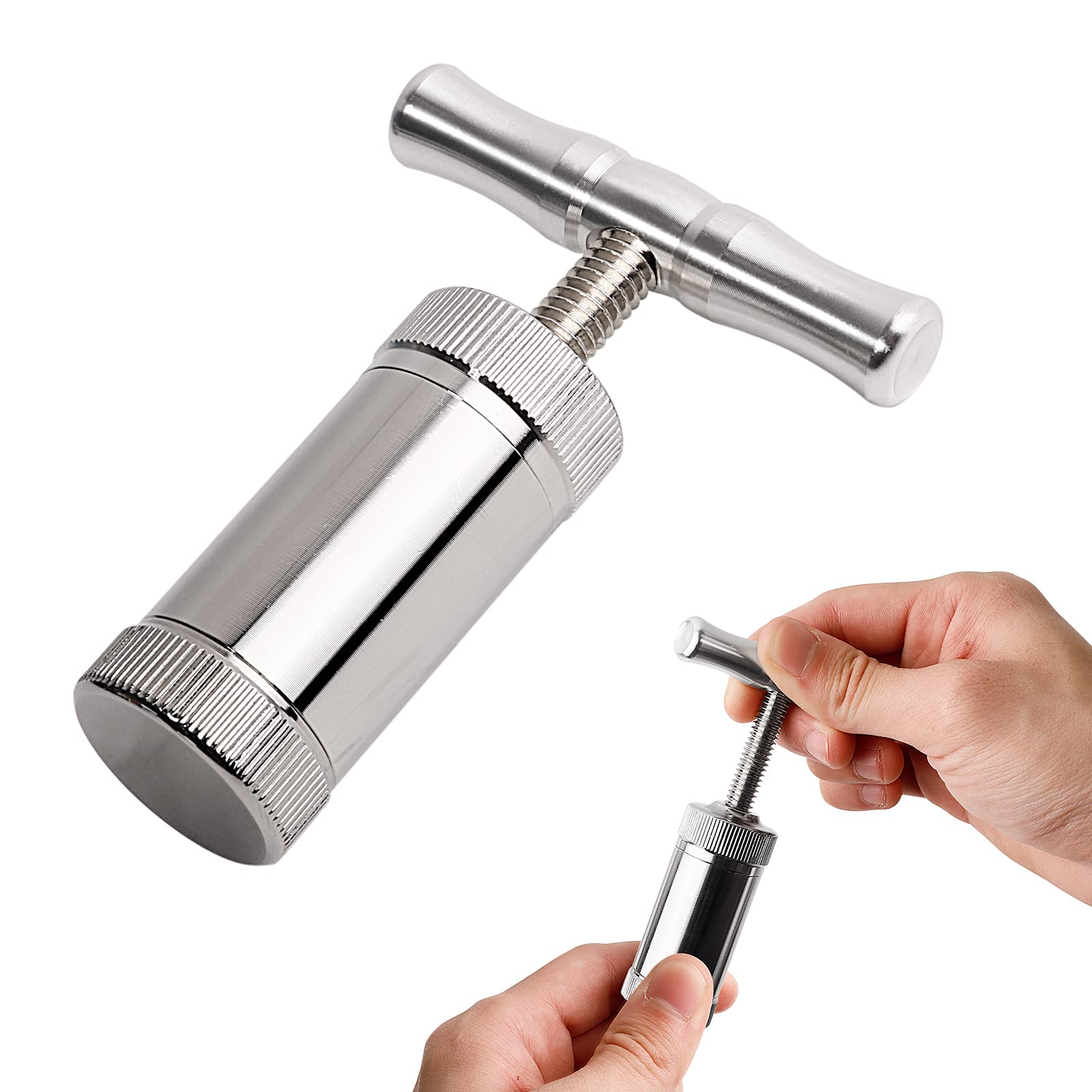 Premium Stainless Steel T-Handle Herb Grinder - Perfect for Grinding Garlic, Pepper & Spices - Ideal for Cooking, Baking & Meal Prep