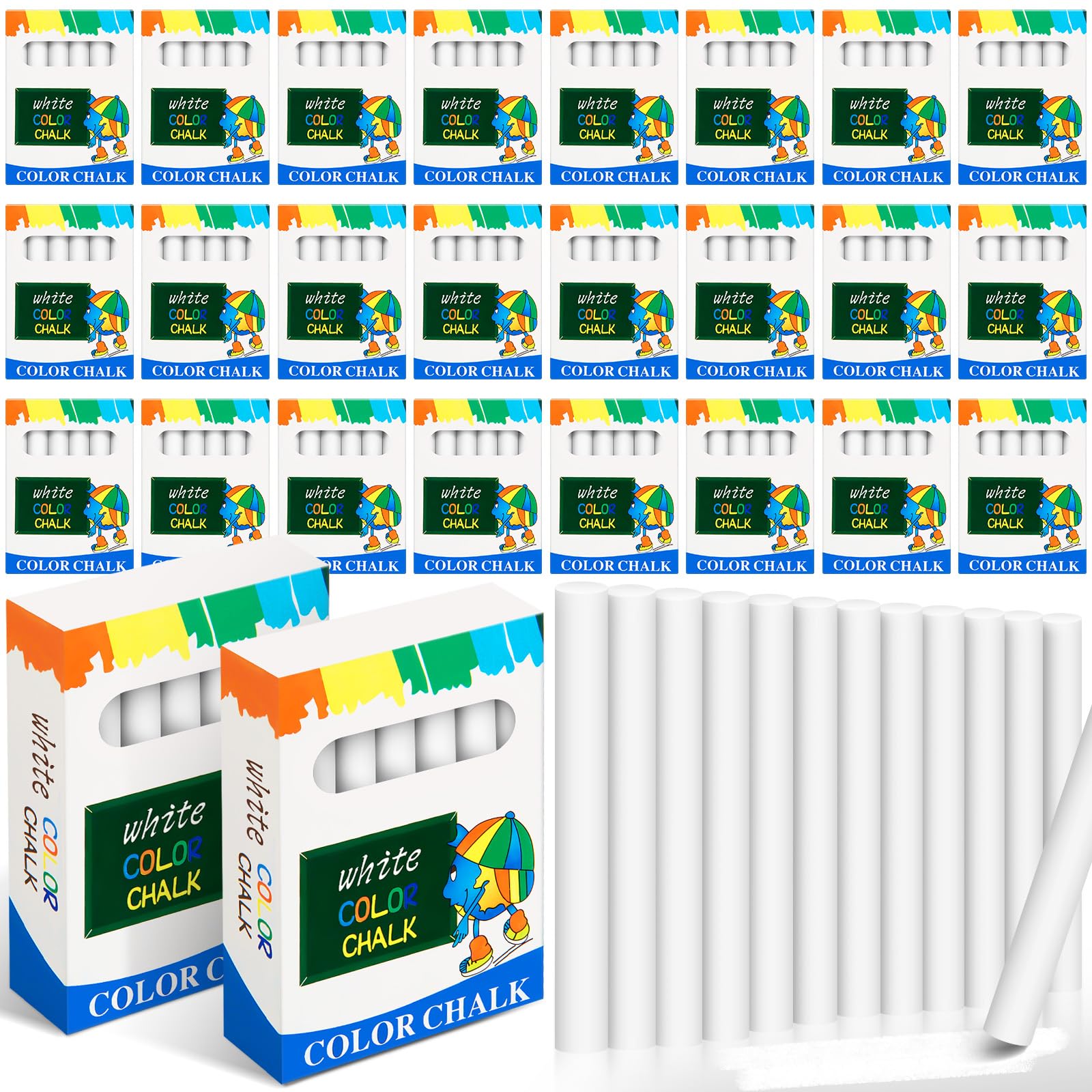 Yeaqee 1800-Piece Dustless White Chalk Bulk Pack - Non-Toxic Chalkboard Chalk for Classroom, Office & Home - Ideal for Teachers, Kids & School Supplies | Perfect for Blackboards, Sidewalks & Educational Activities