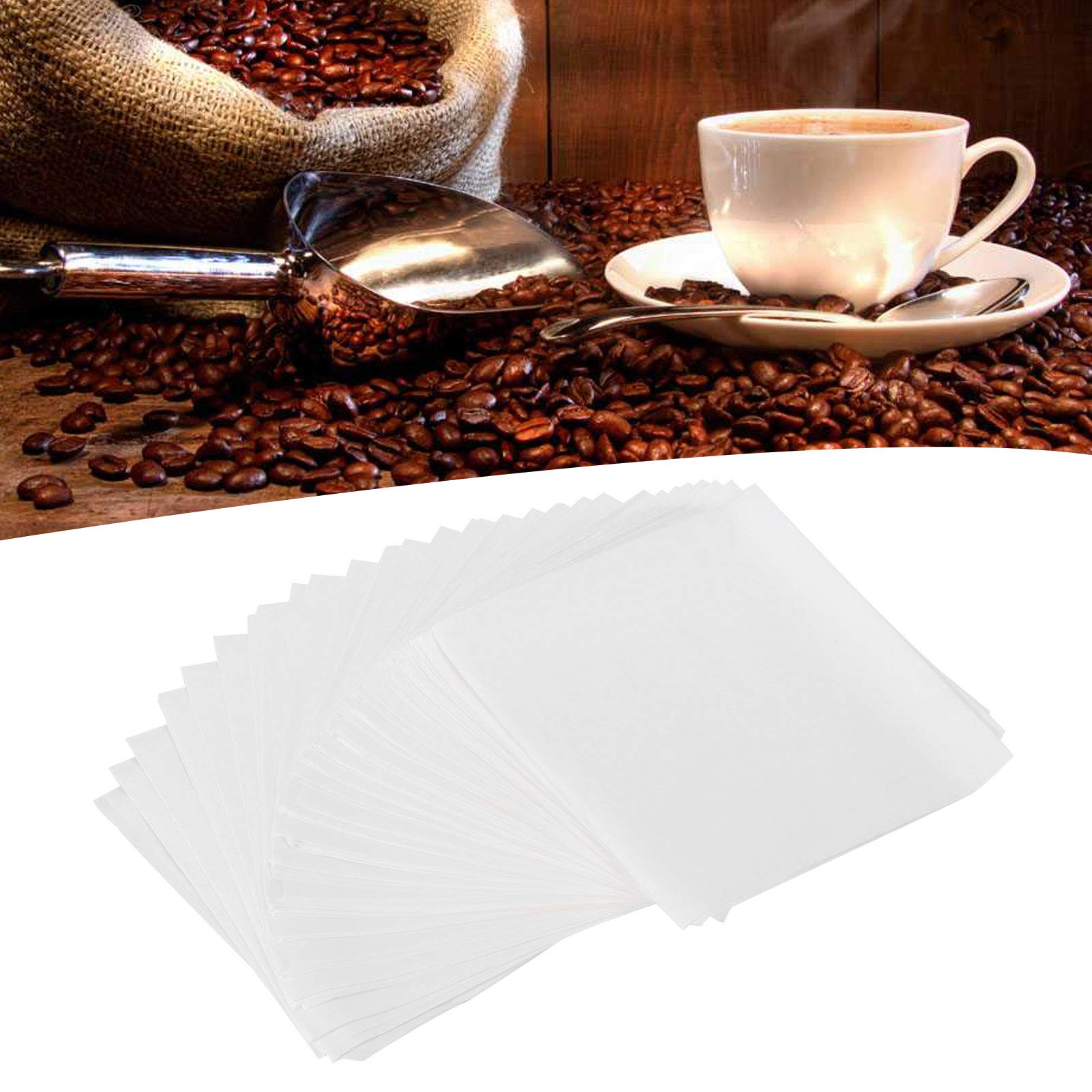 40 Pcs Premium White Paper Coffee Filters - Sturdy Wood Fiber Cone Filters for Hand Drip Coffee Makers - Disposable Square Coffee Filter Bags for Home, Office & Camping Use