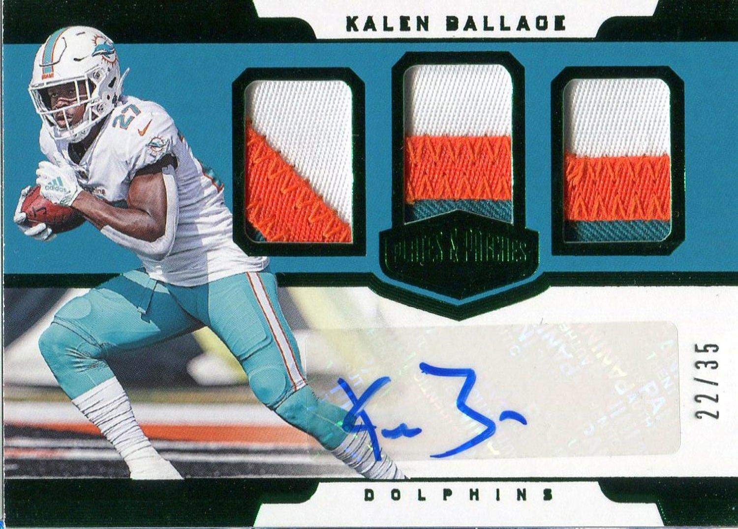 Kalen Ballage Autographed 2018 Panini Plates & Patches Rookie Jersey Card - PSA Graded Football Memorabilia for Collectors & Fans - Perfect for Sports Memorabilia Displays & Investment Collections