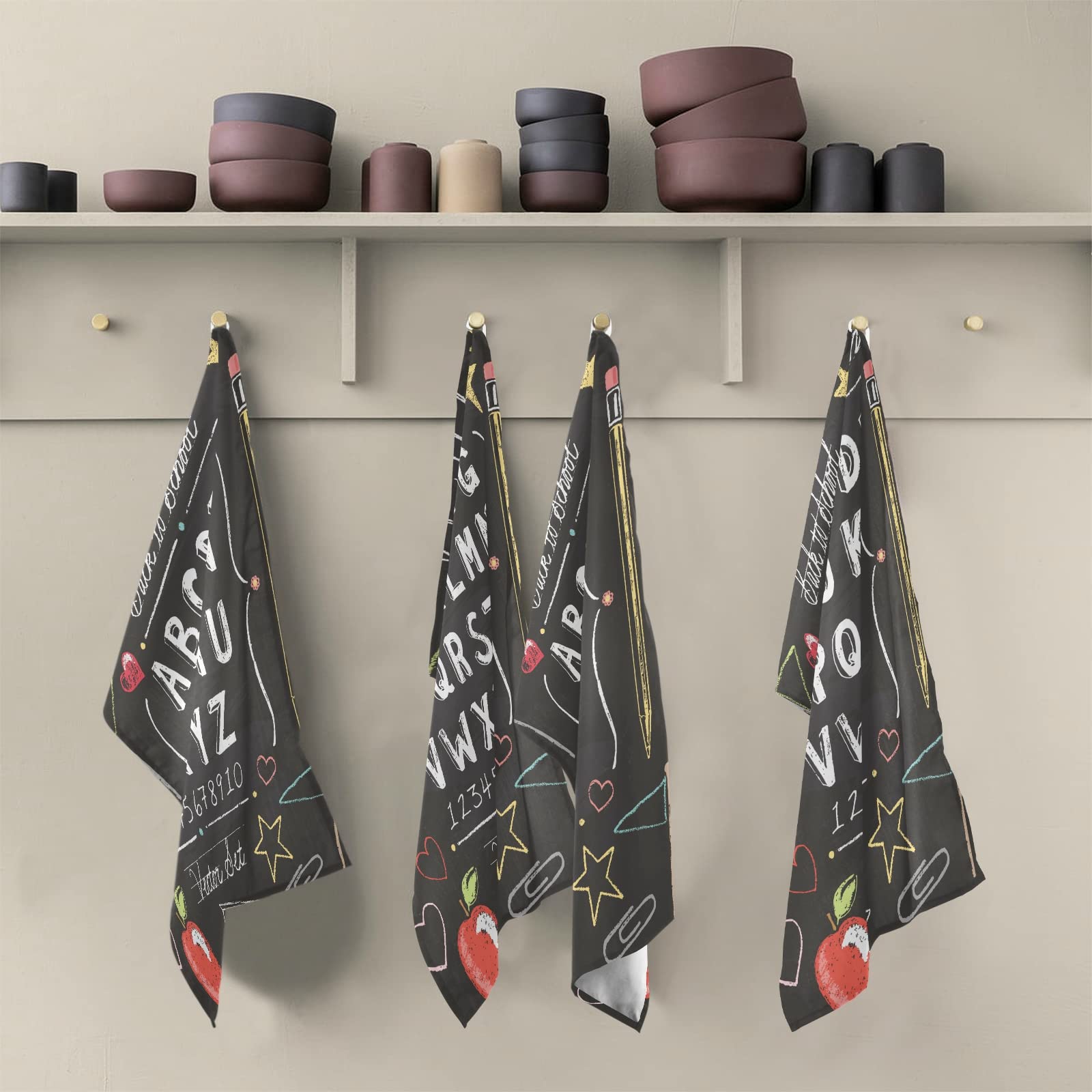 ALAZA ABC Alphabet Kitchen Towels - Super Absorbent & Soft Dish Cloths (18x28 Inches) - Perfect for Back to School, Dish Drying, Tea Towel & Home Decor