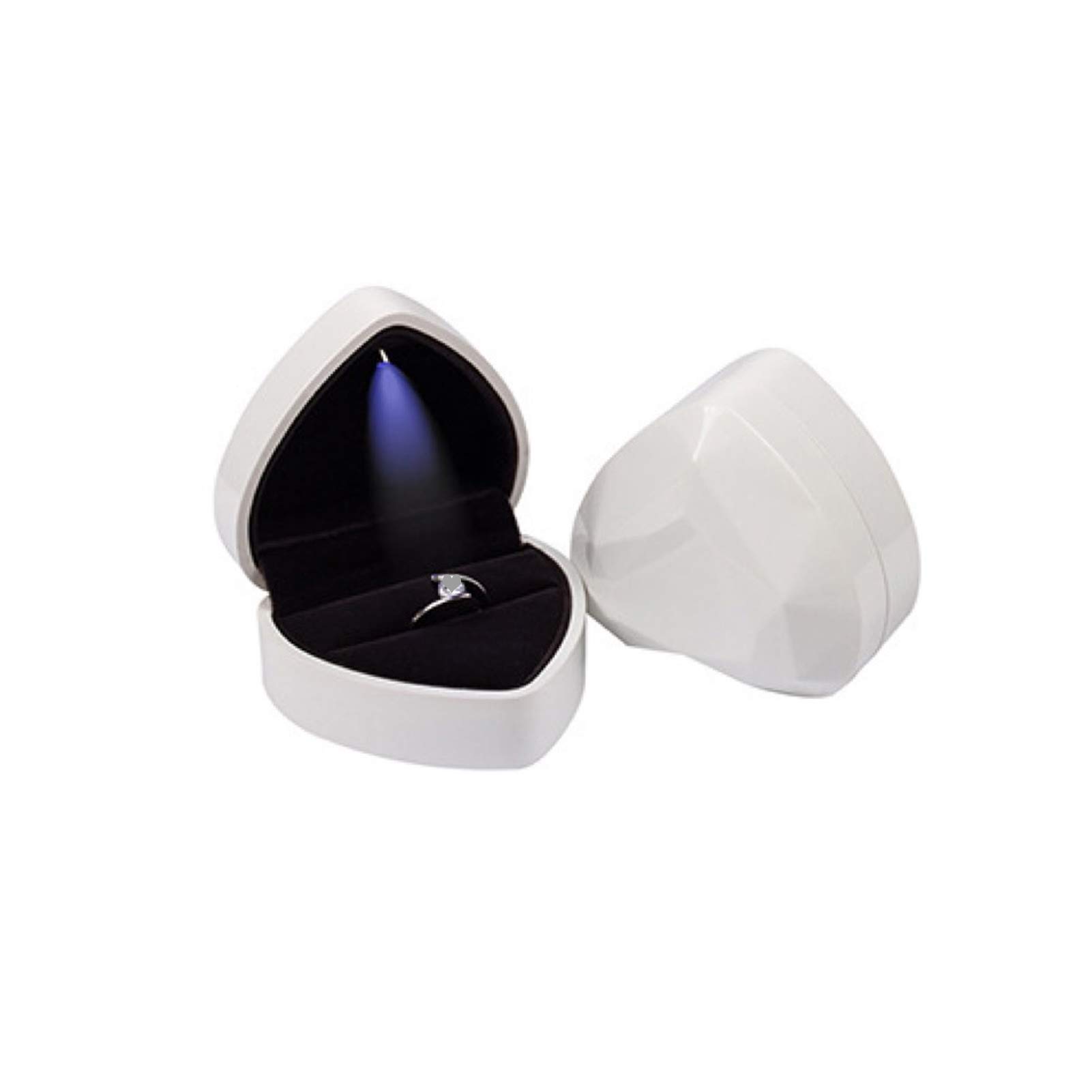 Heart-Shaped LED Wedding Ring Box - Proposal Engagement Jewelry Gift Box for Wedding, Valentine's Day, Anniversary & Christmas (White) - Perfect for Romantic Proposals & Special Occasions
