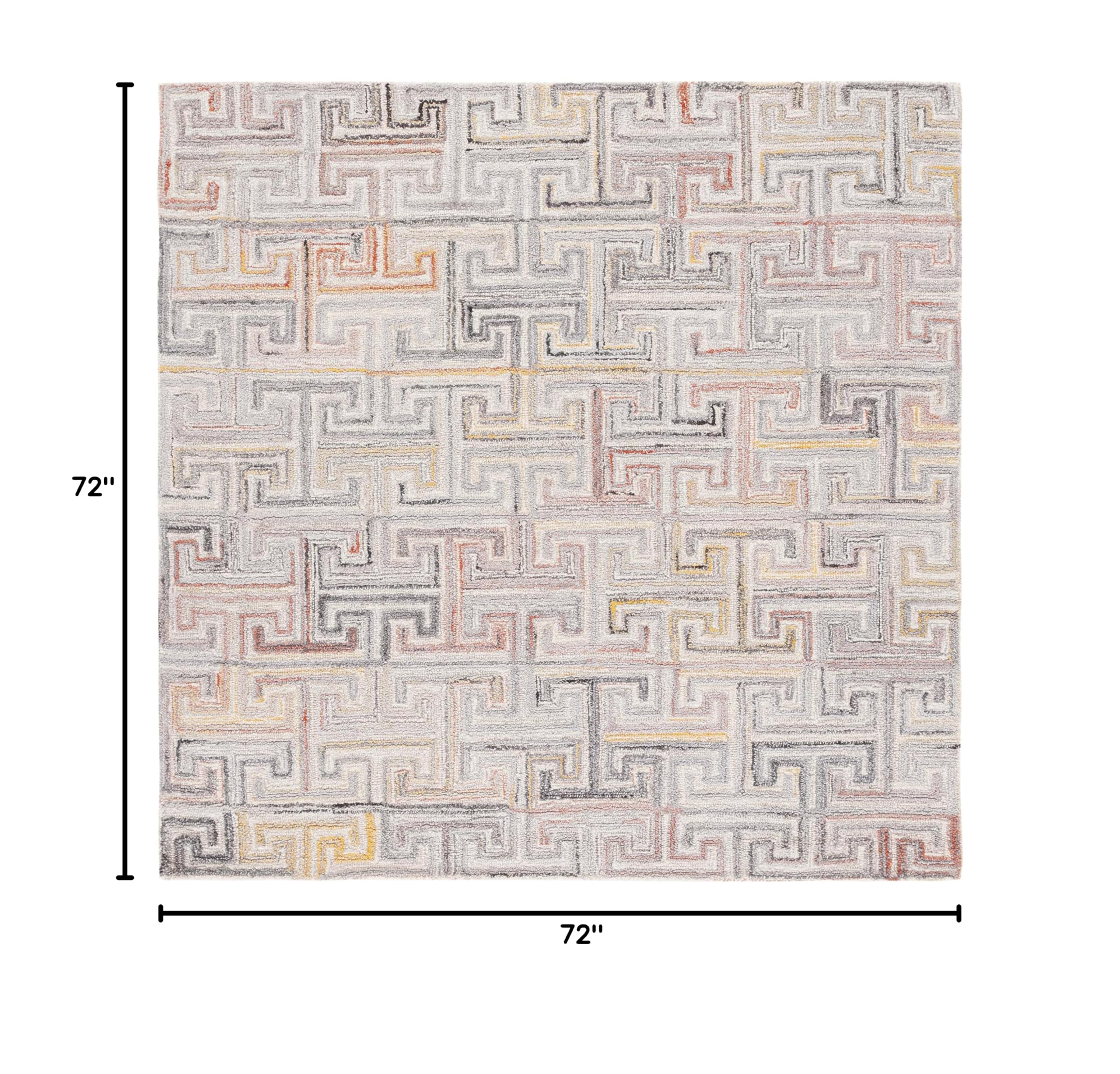 SAFAVIEH Metro Collection 6' Square Grey Rust Area Rug - Handmade Modern Rug for Living Room, Dining Room & Bedroom | Perfect for Home Decor, Apartment Flooring & Cozy Interior Design