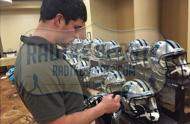 Authentic Luke Kuechly Signed Carolina Panthers Riddell NFL Helmet - DPOY, Tackles & Ints Inscription - Perfect for Football Collectors & Panthers Fans Display