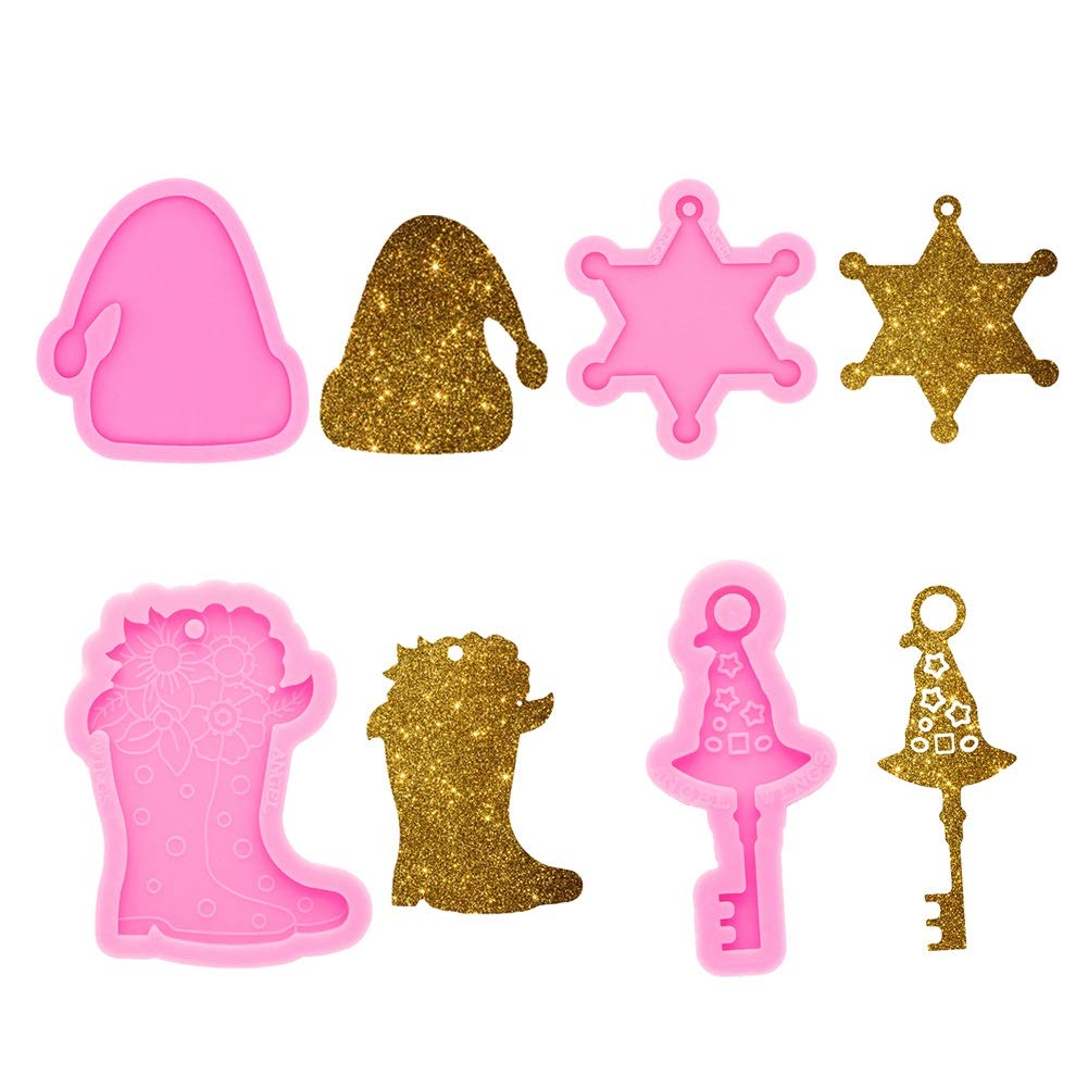 4PCS Christmas Silicone Keychain Molds - Santa Hat, Boots, Star & Tree Pendants for Resin Jewelry Making, DIY Crafts & Holiday Decorations - Perfect for Christmas Gifts, Ornaments & Handmade Accessories