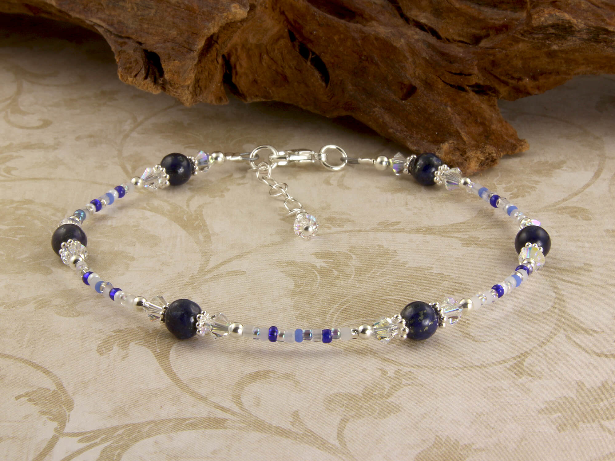 Berlin Blue Sodalite Gemstone Anklet - Natural Healing Stone Bracelet for Women, Adjustable Beaded Ankle Chain - Perfect for Yoga, Meditation & Boho Fashion Accessories