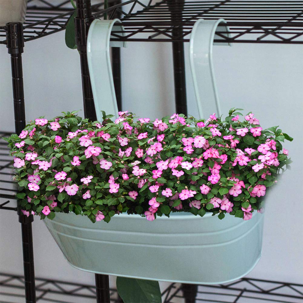 Iron Plant Hanger for Balcony, Patio & Fence - White