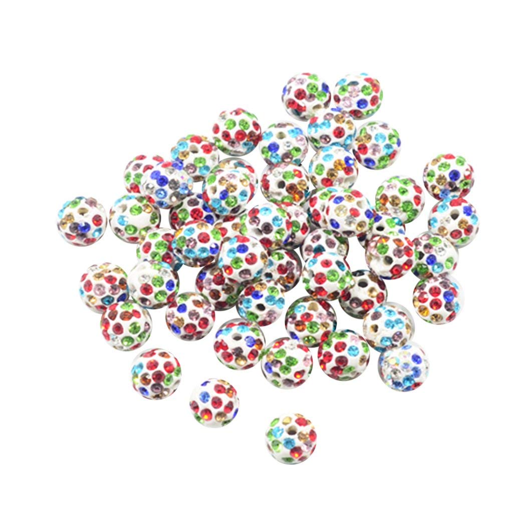 50 Pieces 10mm Multicolor Rhinestone Pave Clay Spacer Ball Beads for Jewelry Making, DIY Bracelets & Necklaces - Perfect for Crafting, Gifts & Fashion Accessories