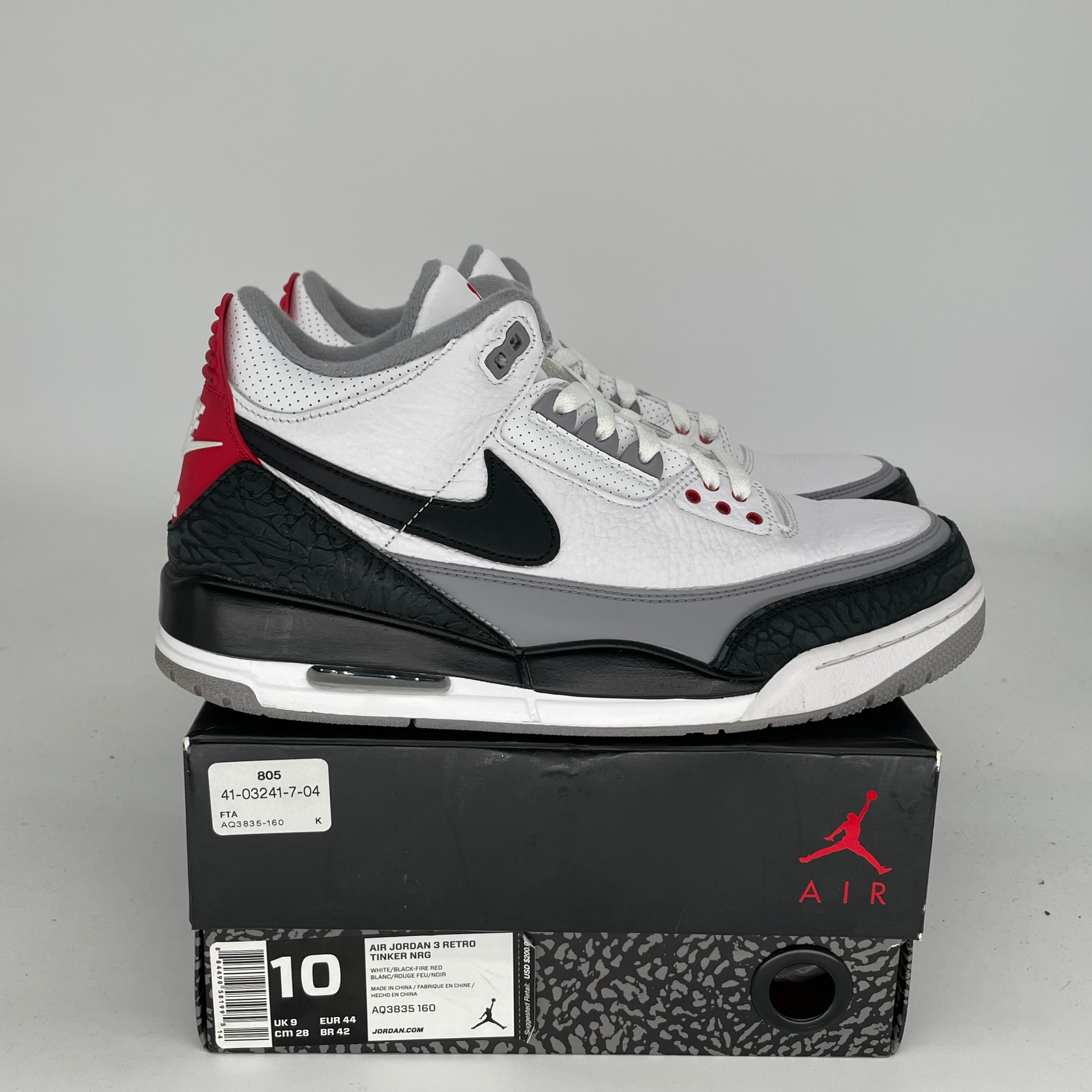 AIR JORDAN 3 TINKER HATFIELD Men's Basketball Shoes Size 10 White Cement AQ3835-160 - Perfect for Streetwear, Sneaker Collection & Casual Wear