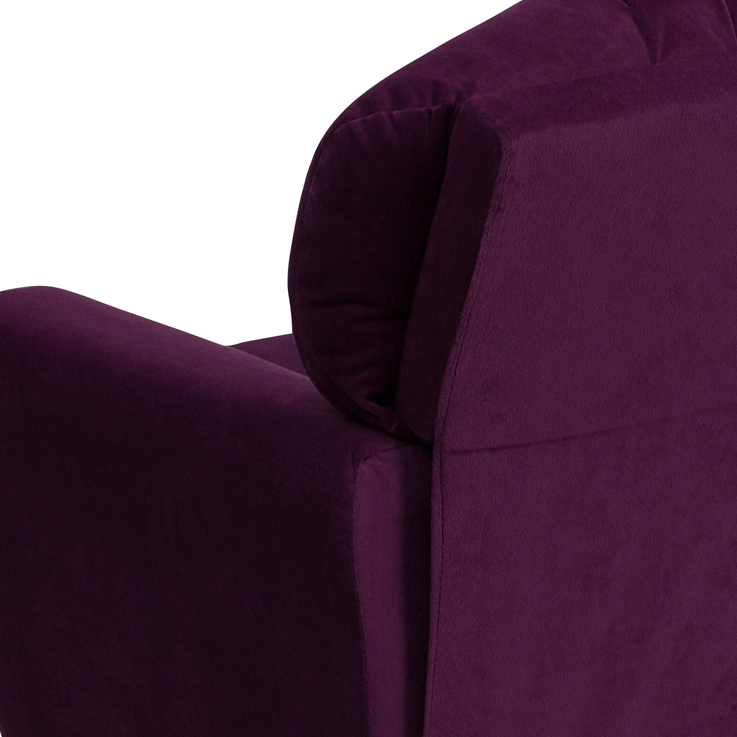 Emma & Oliver Purple Microfiber Kids Recliner Chair with Cup Holder - Comfortable Children's Lounge Chair for Bedroom, Playroom & TV Watching