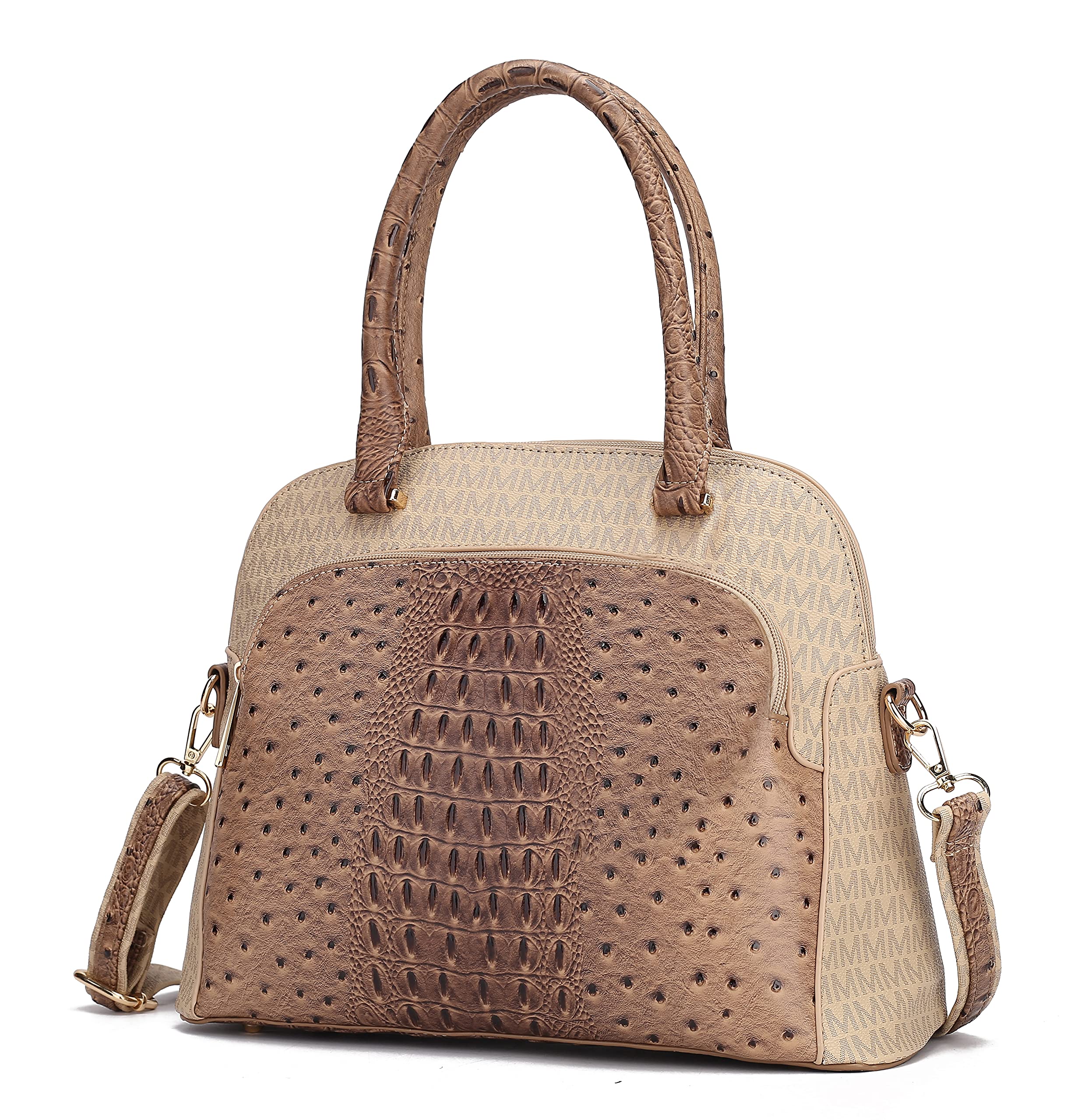 MKF Women's Crossbody Satchel Tote Handbag - PU Leather Shoulder Bag with Adjustable Strap & Top Handle - Stylish Purse for Work, Travel & Everyday Use