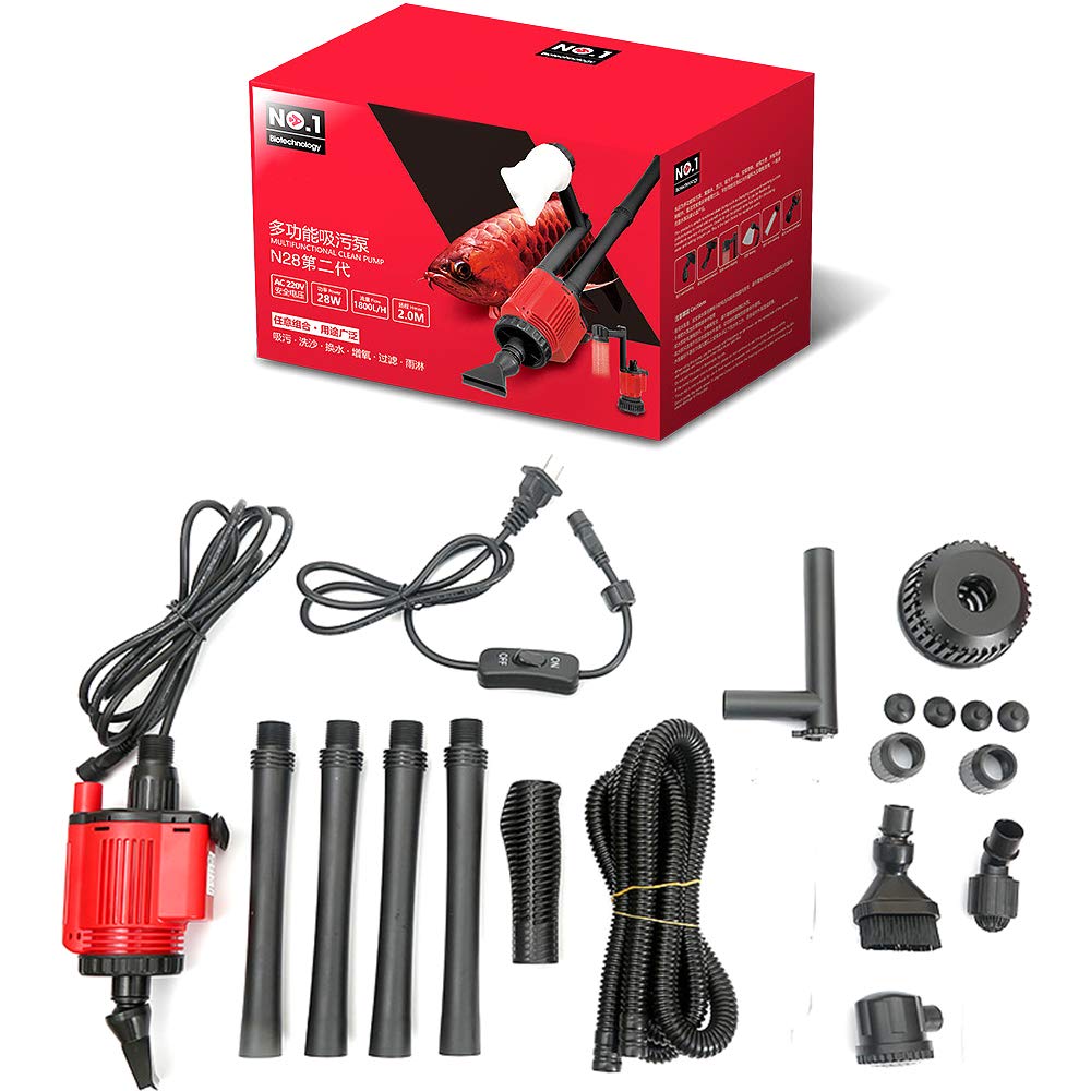 6-in-1 Electric Aquarium Gravel Cleaner - 28W Automatic Fish Tank Vacuum for Easy Cleaning & Water Changes