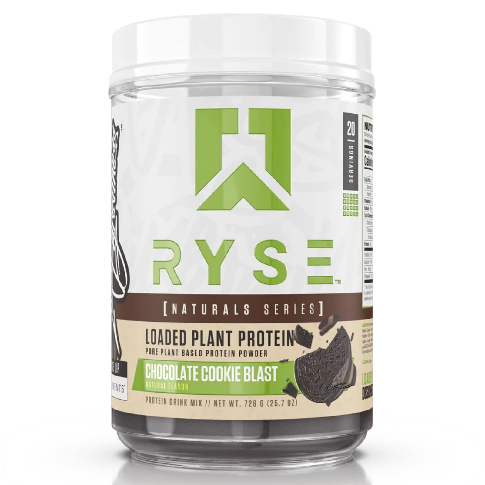 Ryse Loaded Plant Protein Powder - Chocolate Cookie Blast Flavor - 20g Vegan Protein per Serving from Pea, Chickpea & Barley Rice - No Artificial Colors, Flavors or Sweeteners - 20 Servings - Perfect for Post-Workout Recovery, Smoothies & Healthy Baking
