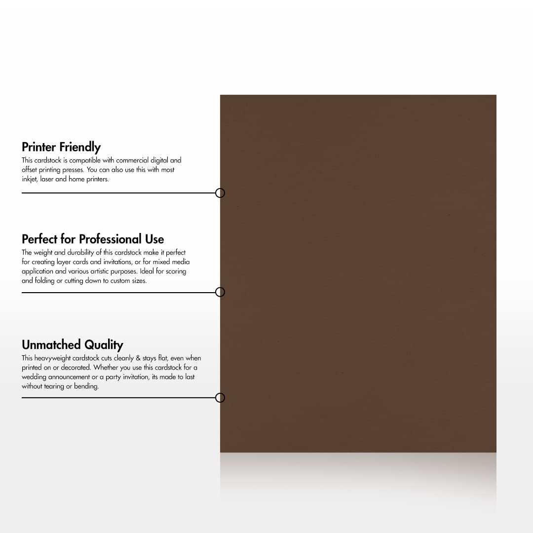Premium Chocolate Brown Cardstock Paper - 8.5