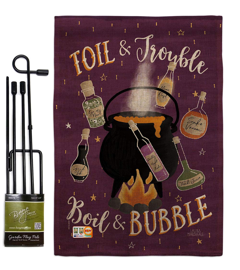 Halloween Garden Flag Set - Witch, Black Cat & Pumpkin Decor for Fall Yard