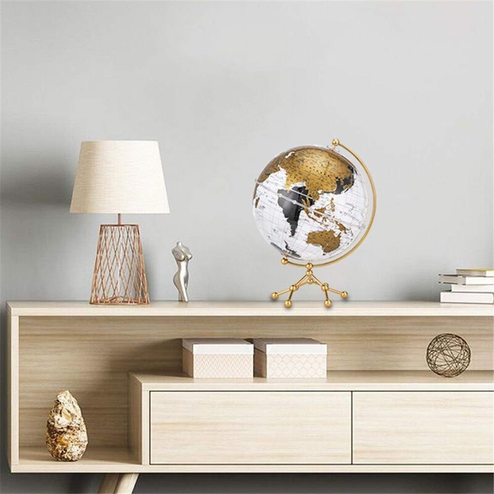 Rotating World Globe with Stand - Educational Desktop Earth Globe for Kids & Adults, Gold - Perfect for Home, Office & Classroom Learning