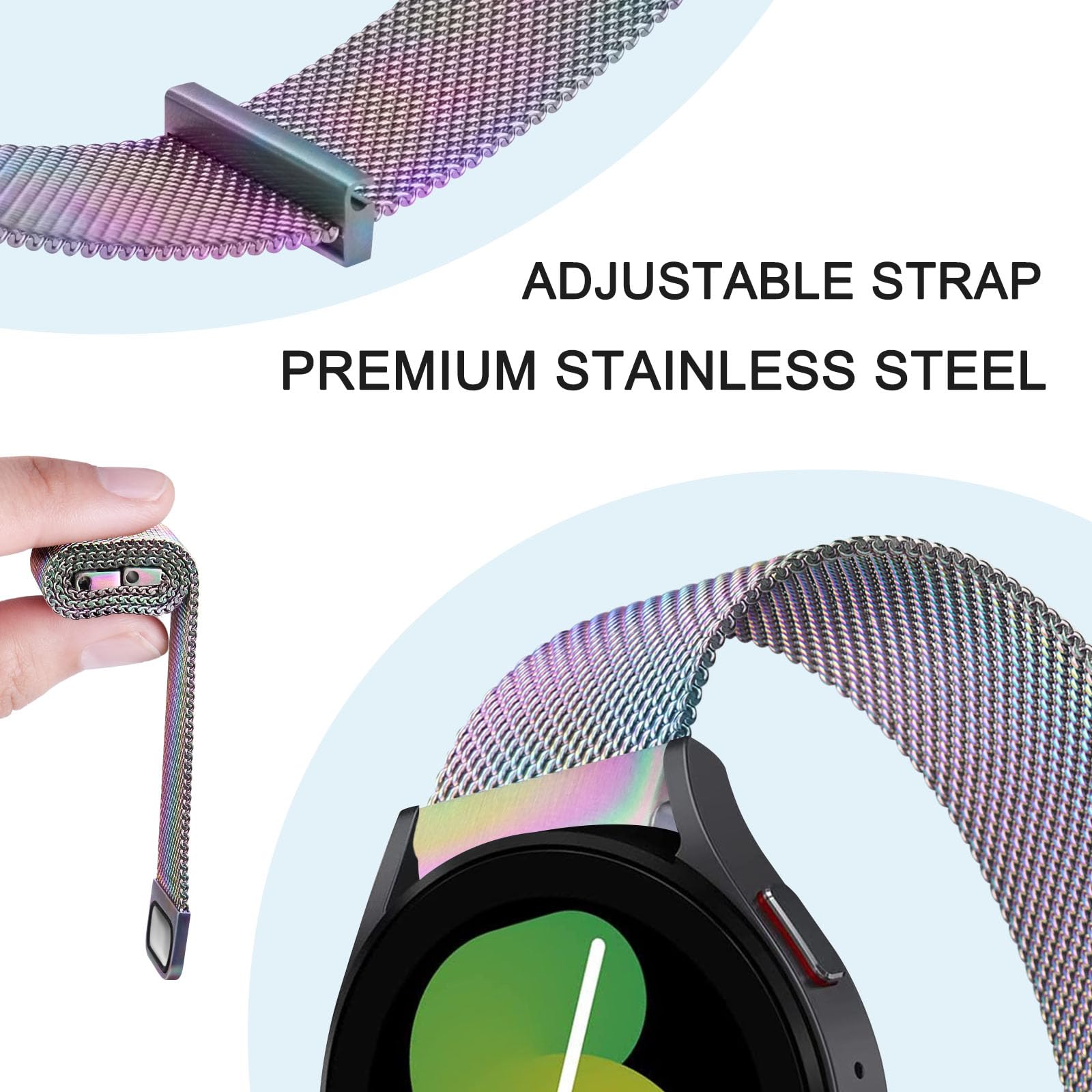 Stainless Steel Magnetic Mesh Band for Samsung Galaxy Watch Active 2/3 (40/41/42/44mm) - 20mm Replacement Strap | Durable Metal Bracelet for Workout, Office & Everyday Wear