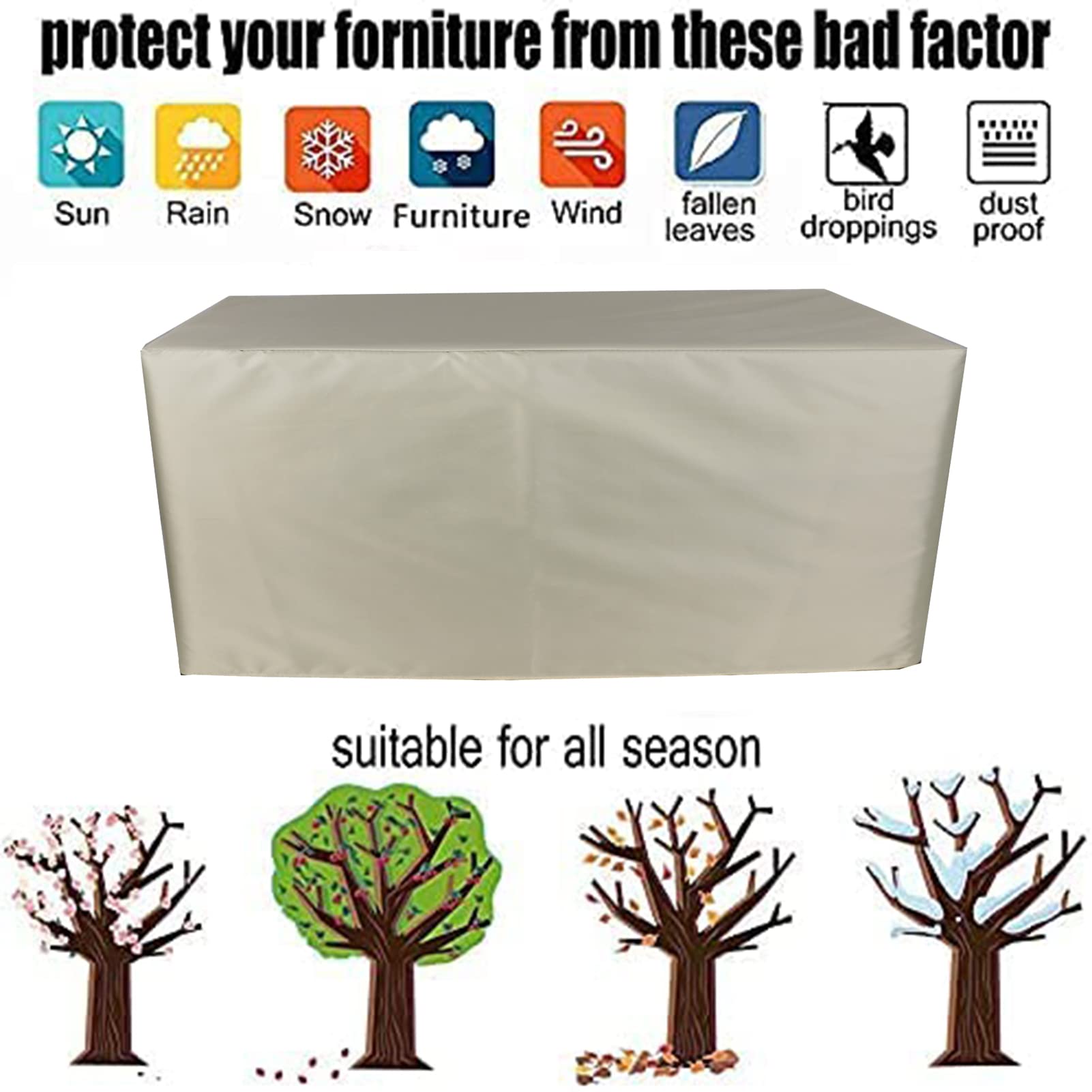 Heavy Duty Waterproof Outdoor Patio Bistro Table & Chairs Cover 138x102x35 Inch - Fade Resistant, All-Weather Protection for Garden, Deck, Backyard Furniture - Perfect for Rain, Snow, Sun & Wind Protection