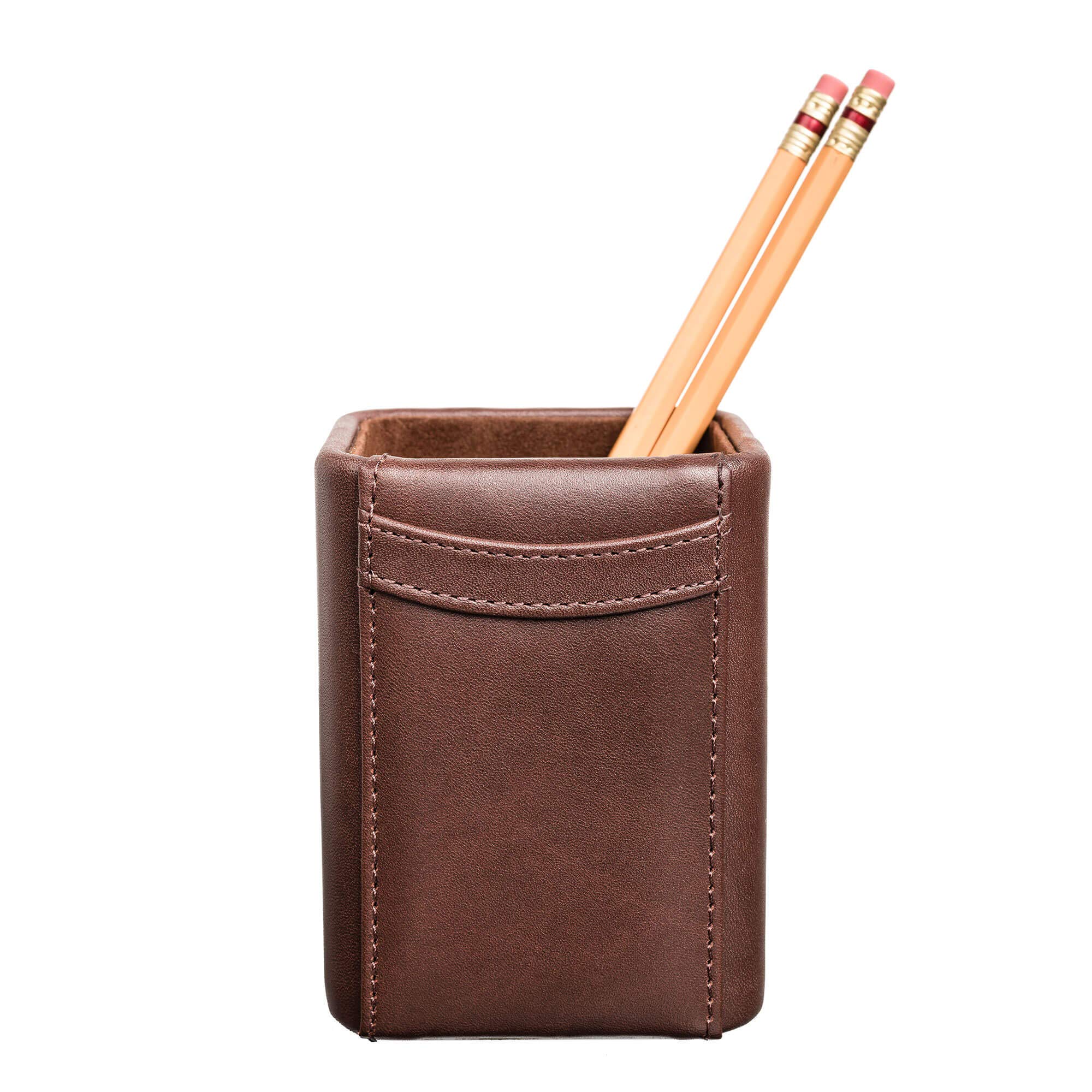 Premium Dacasso Classic Leather Desk Set - 8-Piece Office Organizer in Chocolate Brown | Perfect for Executive Desks, Home Offices & Professional Workspaces