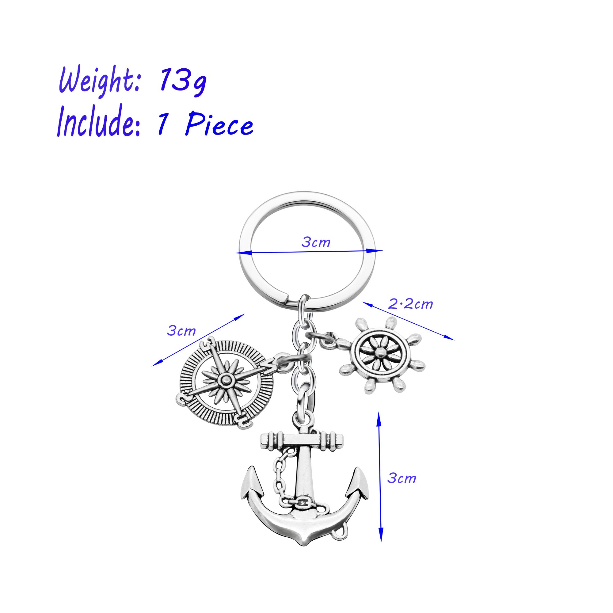 Inspirational Best Friend Keychain - Anchor Compass Rudder Jewelry for Women & Men, Perfect Gift for Father's Day, Graduation, or Everyday Carry