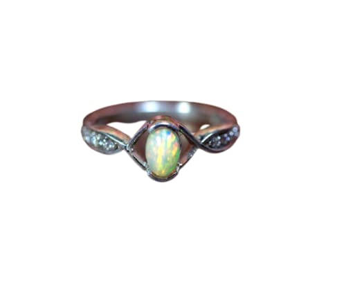 Natural Oval Ethiopian Opal Ring - 925 Sterling Silver Handmade Opal V Design Jewelry - October Birthstone Gift for Women - Wedding, Engagement, Anniversary & Everyday Wear