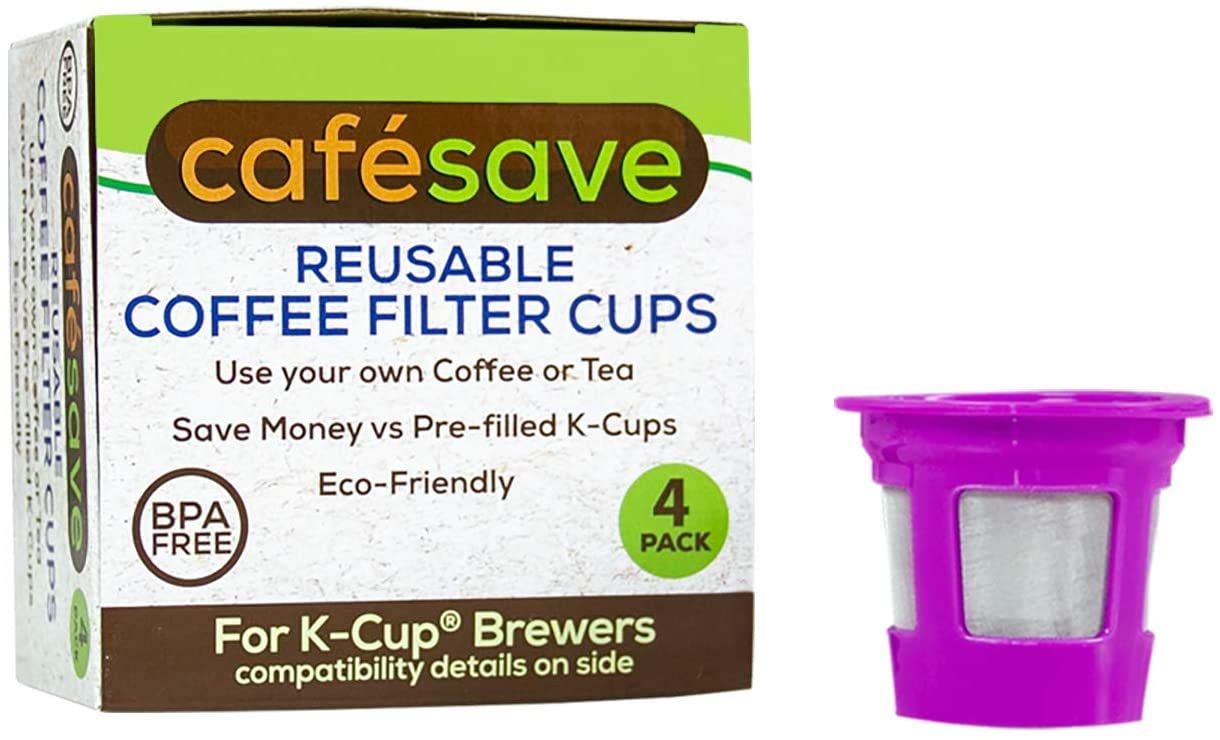 Eco-Friendly Reusable K Cup Coffee Pods 4-Pack with 100 Disposable Paper Filters | Compatible with Keurig & Most Single-Serve Coffee Makers | Perfect for Home, Office & Camping Use