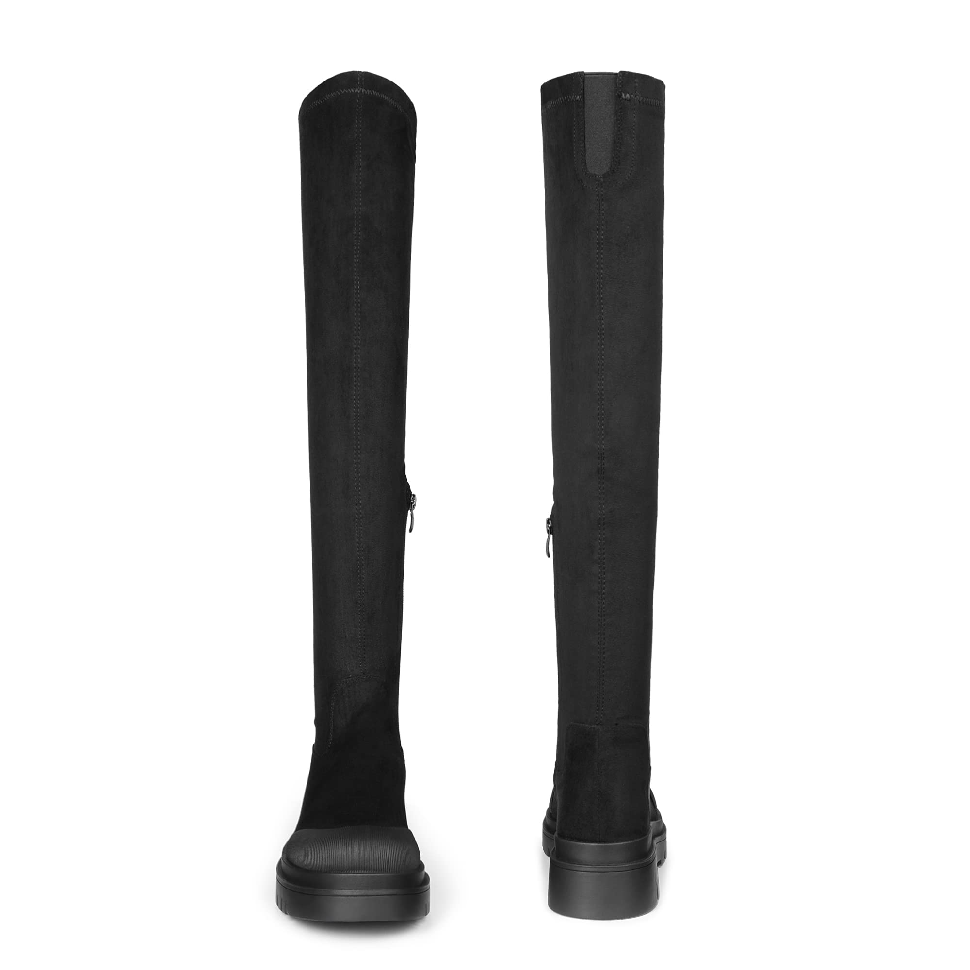 DREAM PAIRS Women's Chunky Lug Sole Over The Knee Thigh High Boots - Stretchy Soft Platform Boots for Fall & Winter Fashion, Comfortable Long Boots for Casual Outfits, Date Night & Party Wear
