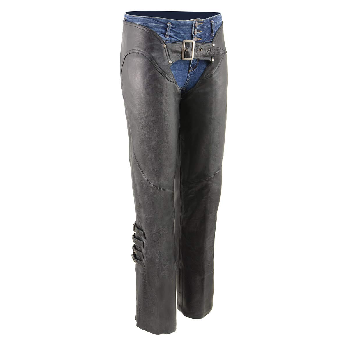 Milwaukee Leather Women's Black Premium Motorcycle Chaps MLL6520 - Small | Protective Leather Riding Pants for Harley, Cruiser & Touring Bikes | Ideal for Long Rides & Cold Weather Protection