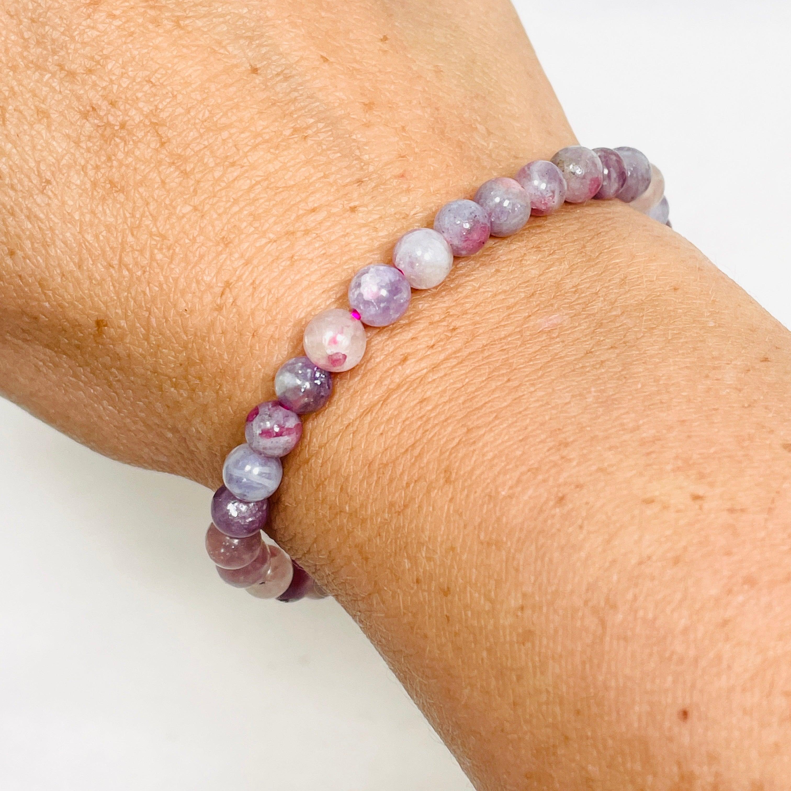 Pegmatite Unicorn Stone Bracelet with Pink Tourmaline, Lepidolite & Quartz - Healing Crystal Jewelry for Stress Relief & Positive Energy - Perfect for Meditation, Yoga & Spiritual Gifts
