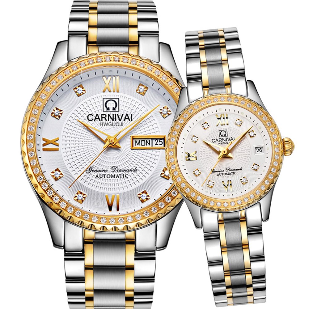 **Automatic Mechanical Couple Watches Set for Men & Women - Romantic Matching Pair for Anniversary, Wedding, or Valentine's Day Gift**