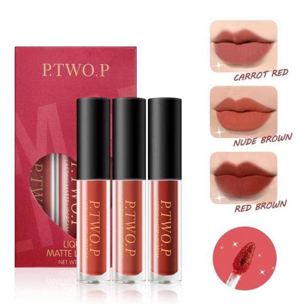 3PCS Matte Velvet Lip Gloss Set - Long Lasting Moisturizing Lip Tint for Women, Sexy Lip Glaze Makeup Kit (F6U8) - Perfect for Parties, Date Nights & Everyday Wear