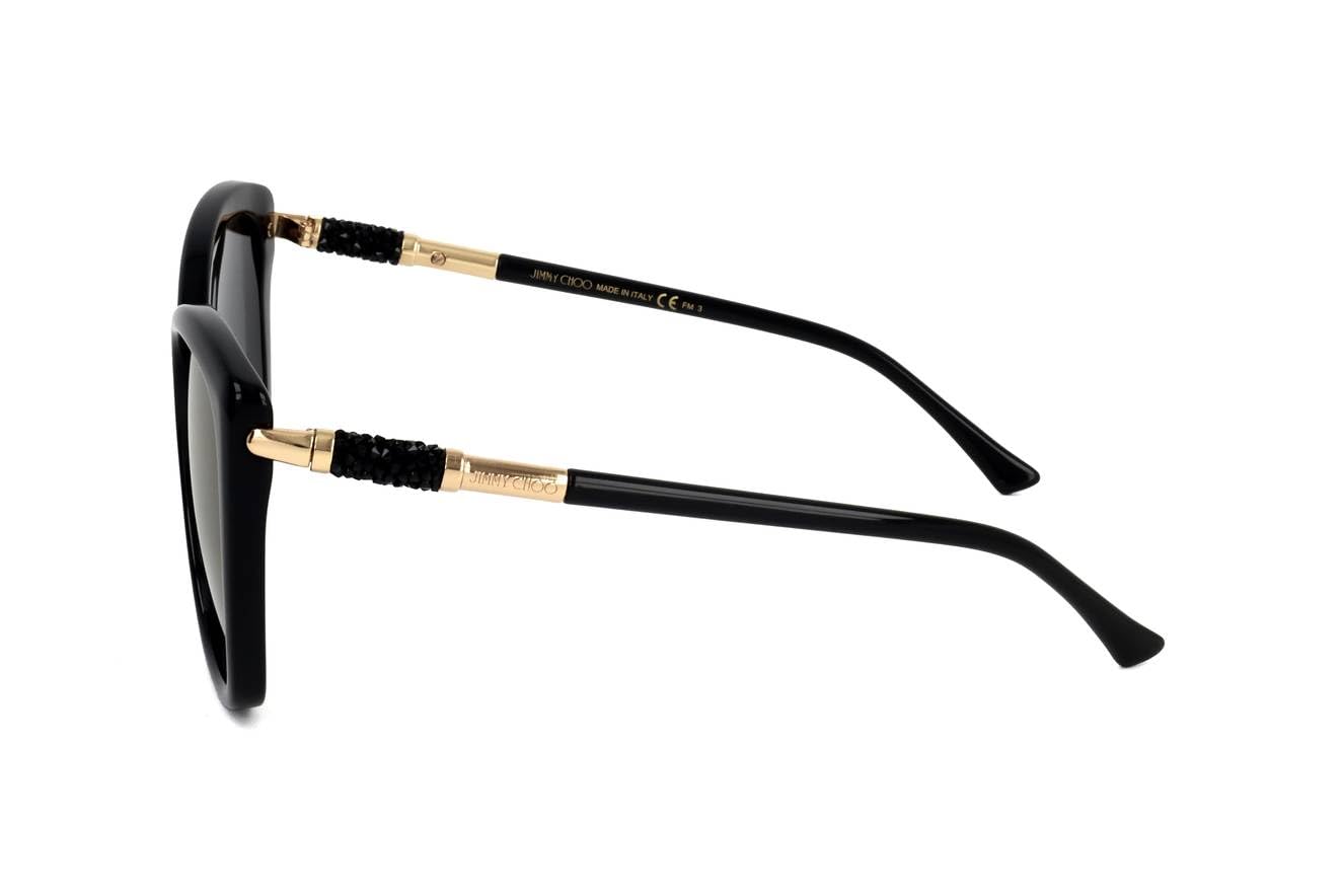 Jimmy Choo ROSE/S Black Grey Shaded Sunglasses for Women - 55mm Lens, 18mm Bridge, 140mm Arm - Perfect for Fashion, Travel & Outdoor Activities
