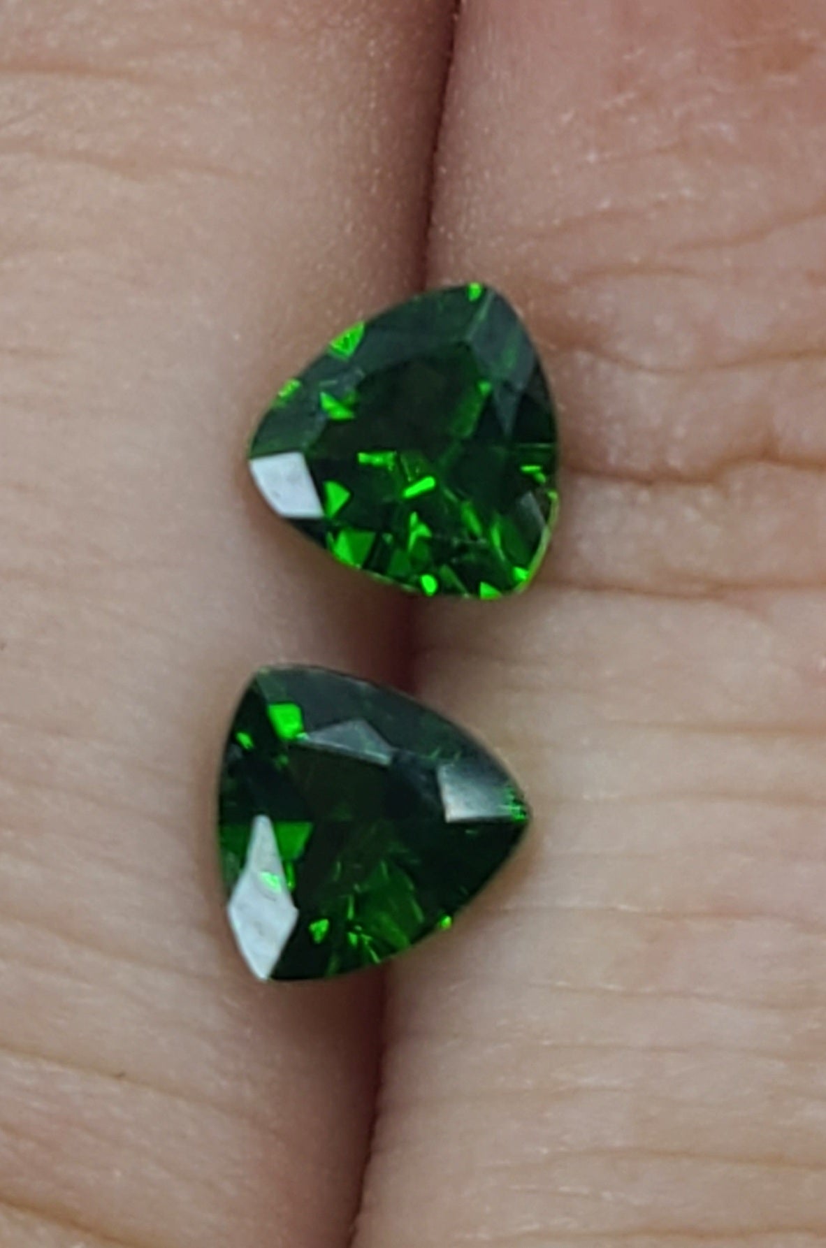 0.955tcw Natural Genuine African Tsavorite Green Garnet Pair - 5mm Trillion Cut VVS Loose Gemstones - January Birthstone for Jewelry Making & Engagement Rings
